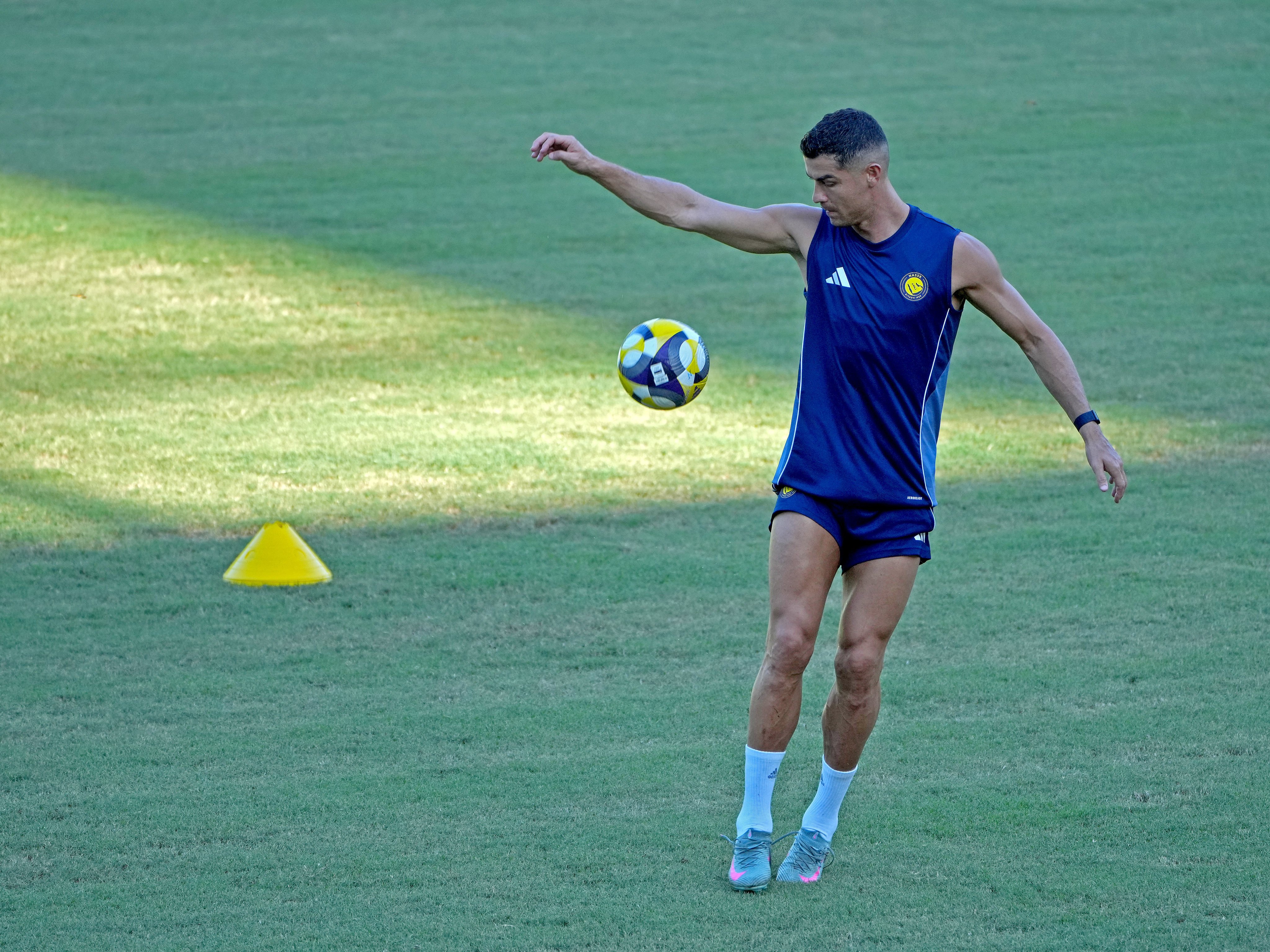 Cristiano Ronaldo trains in Kowloon Tong in Hong Kong on the eve of the Saudi Super Cup final. Photo: May Tse