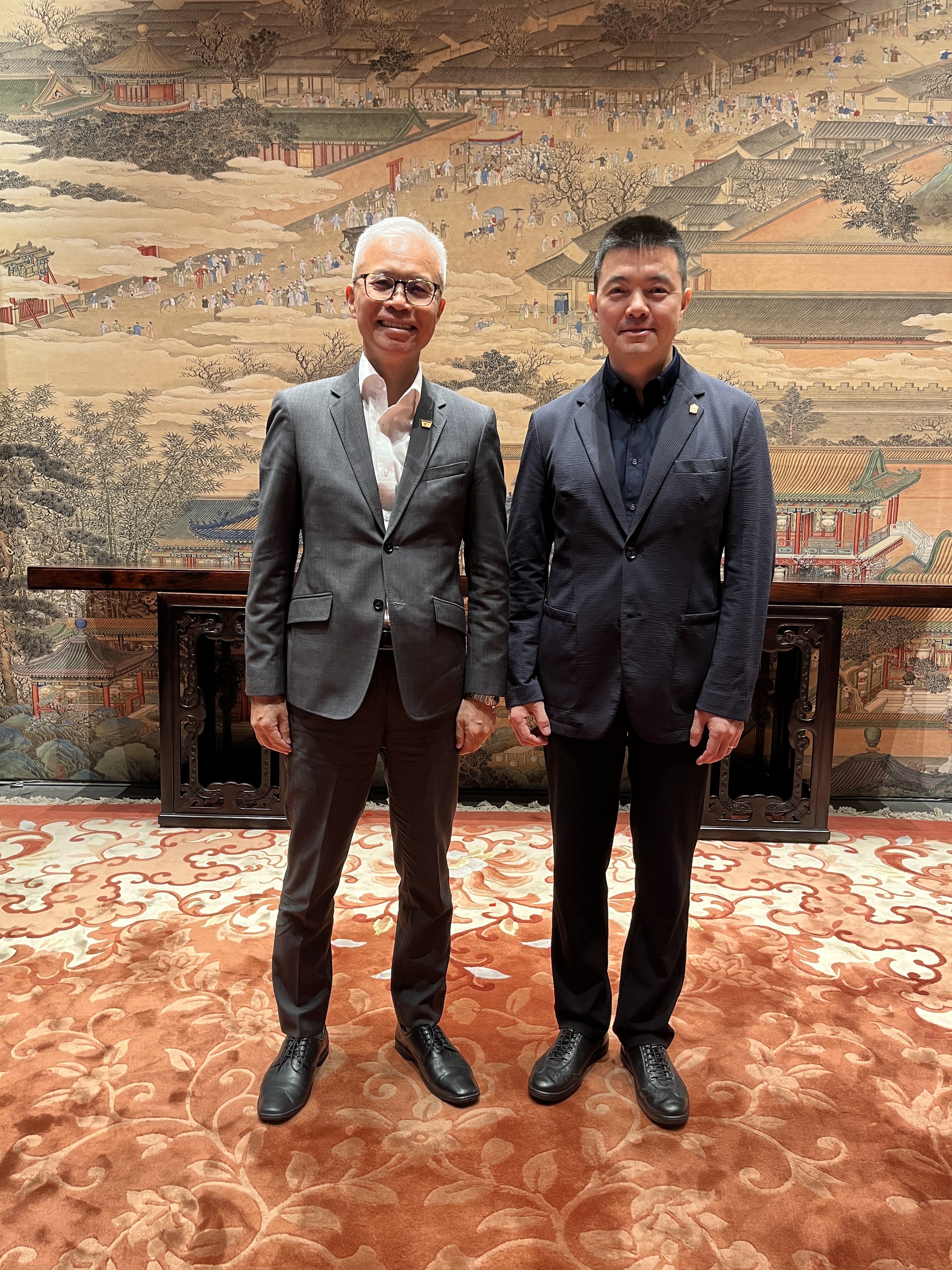 Louis Ng (left), director of the Hong Kong Palace Museum, and Lou Wei, executive deputy director of the Beijing Palace Museum, are photographed at The Palace of Established Happiness inside The Forbidden City in Beijing, China on August 19, 2025. Photo: Enid Tsui