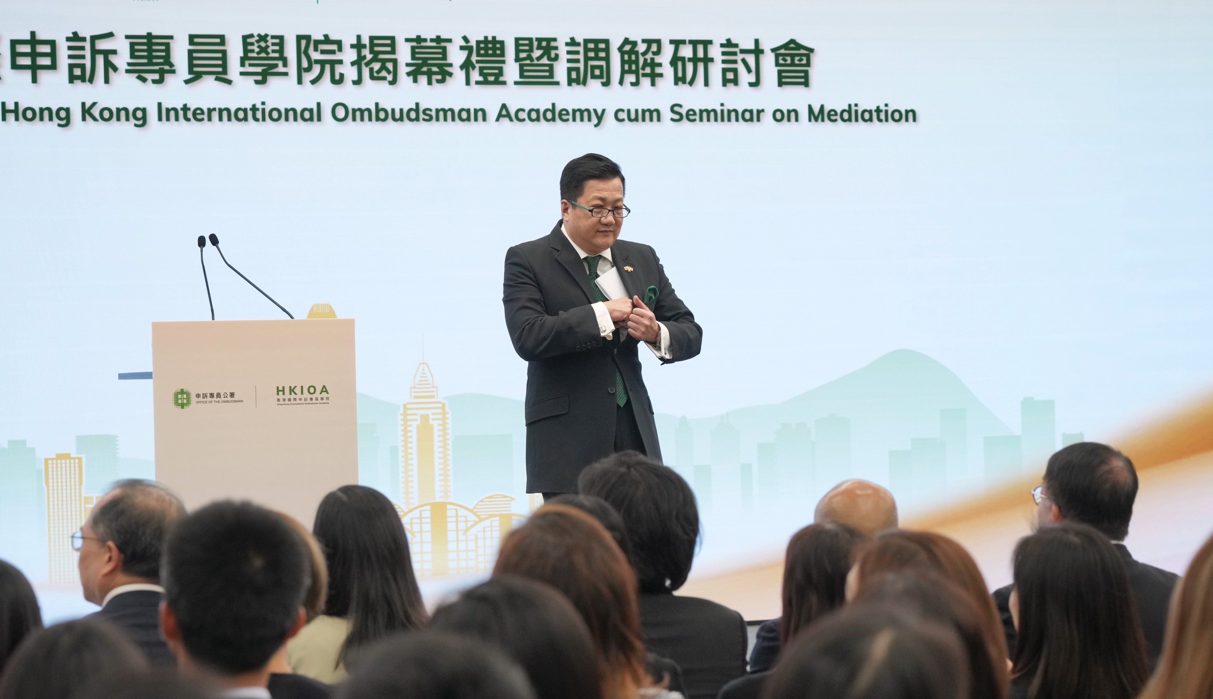 Ombudsman Jack Chan speaks at the opening ceremony for the Hong Kong International Ombudsman Academy. Photo: May Tse