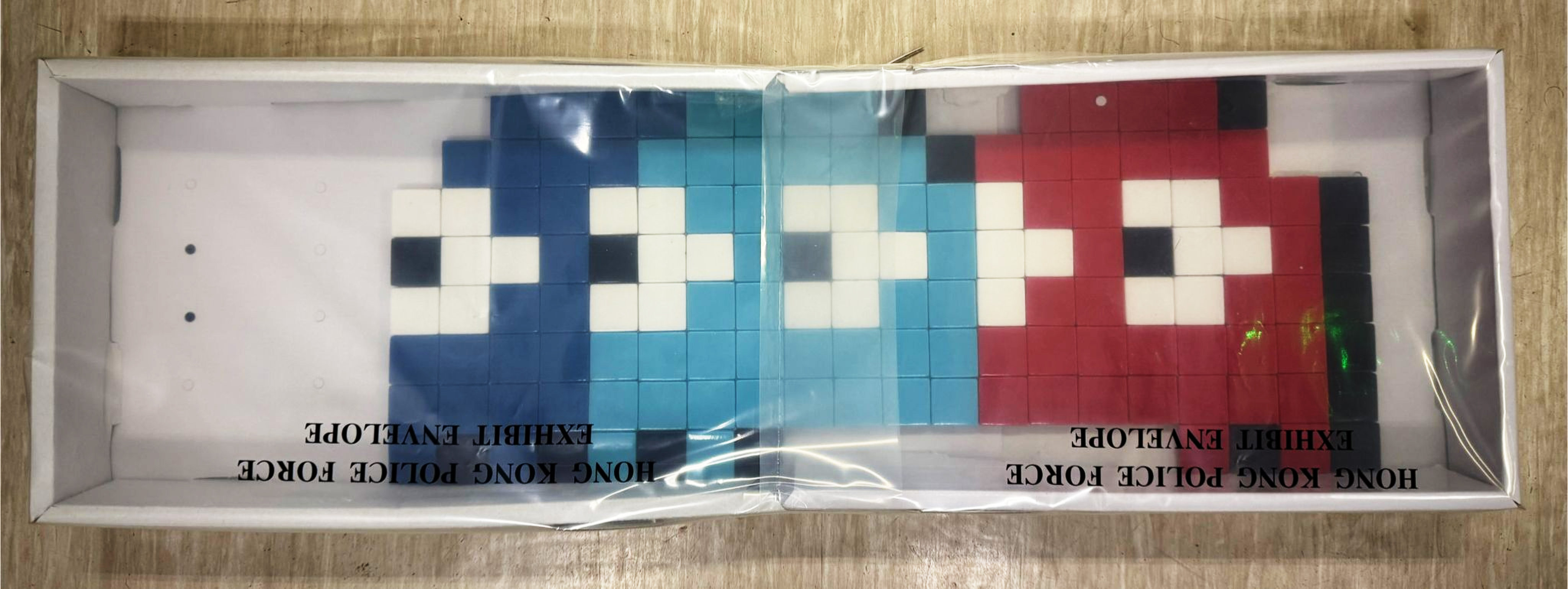 Police display the artwork officers seized when arresting the two suspects. Photo: Handout