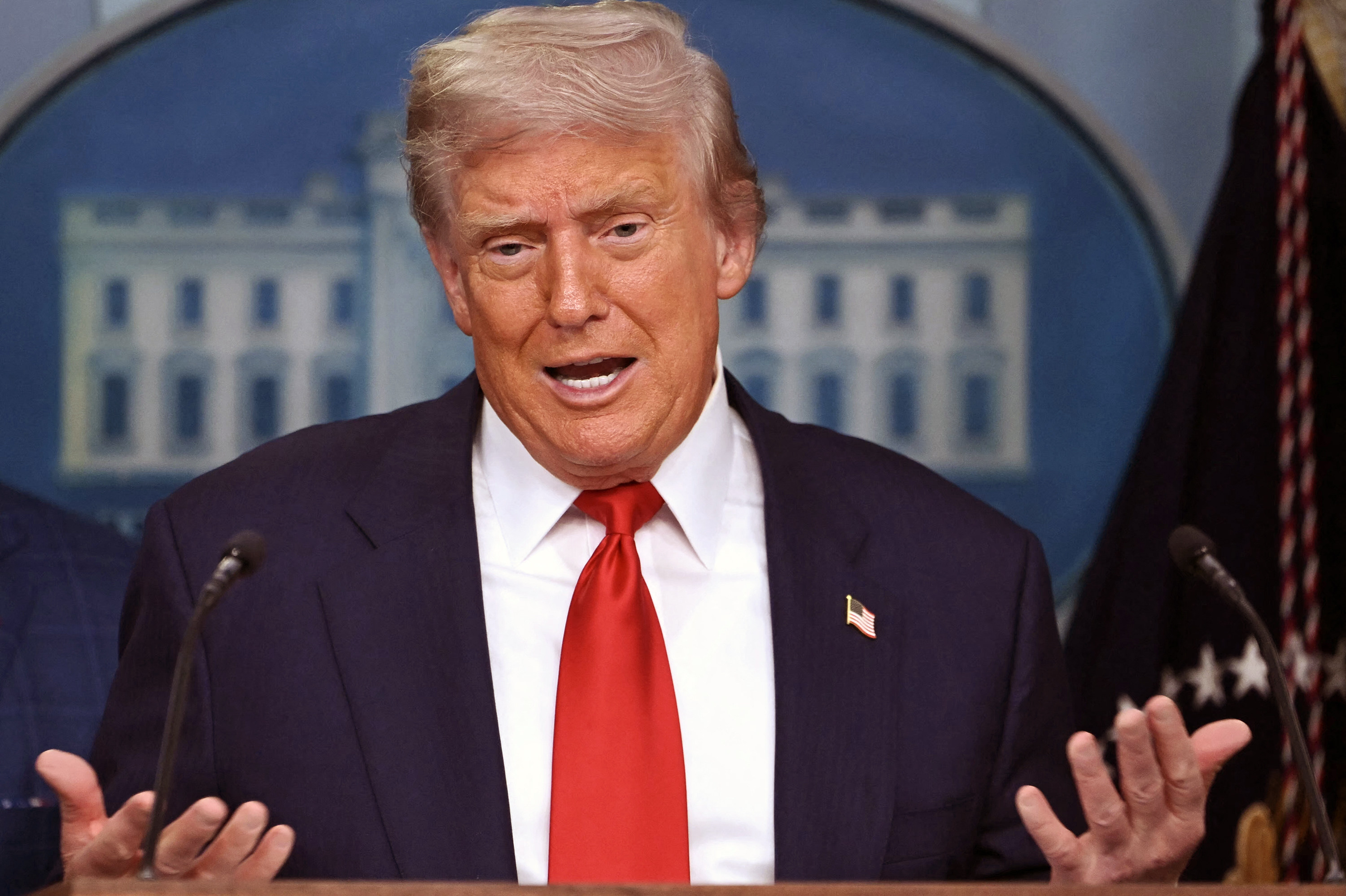 US President Donald Trump speaks during a news conference in Washington. Trump has accused Europe of unfairly targeting US tech companies and giving Chinese firms “a complete pass”. Photo: TNS