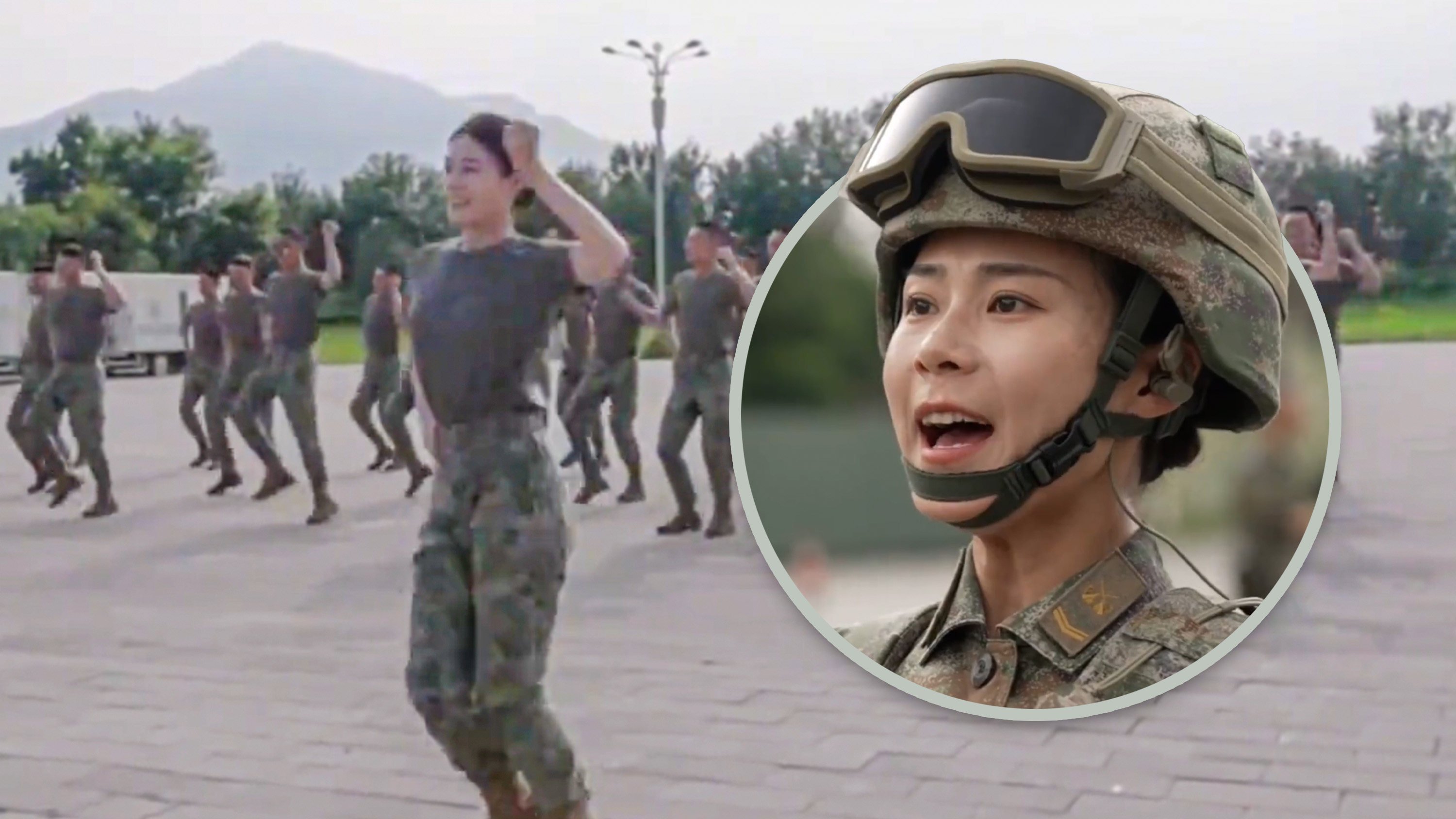 The only female drill instructor for China’s September 3 Victory Day military parade has drawn attention for mixing upbeat music into training. Photo: SCMP composite/Douyin