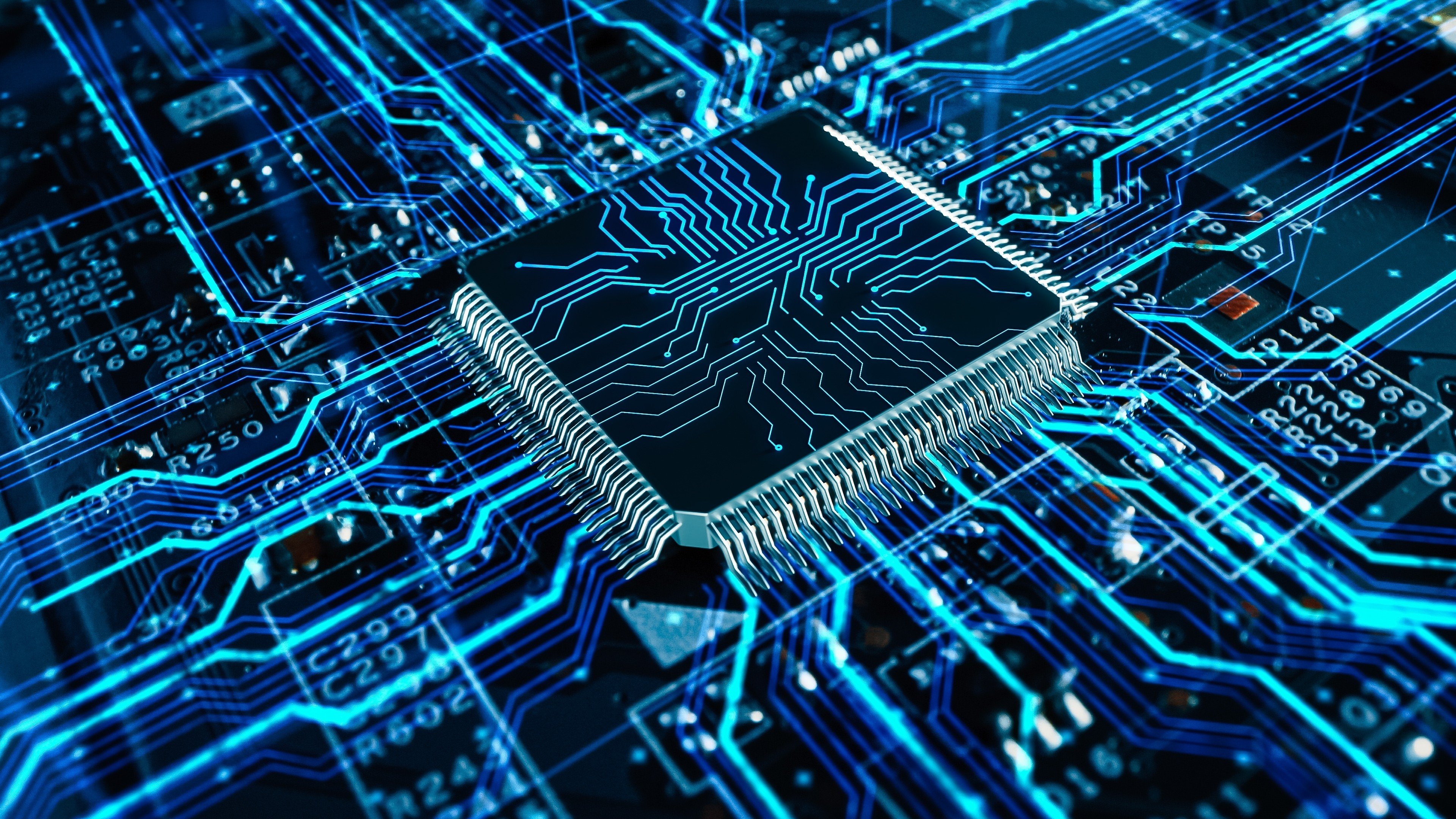 A microchip in a circuit board. Malaysia has announced its first home-grown AI processor. Photo: Shutterstock