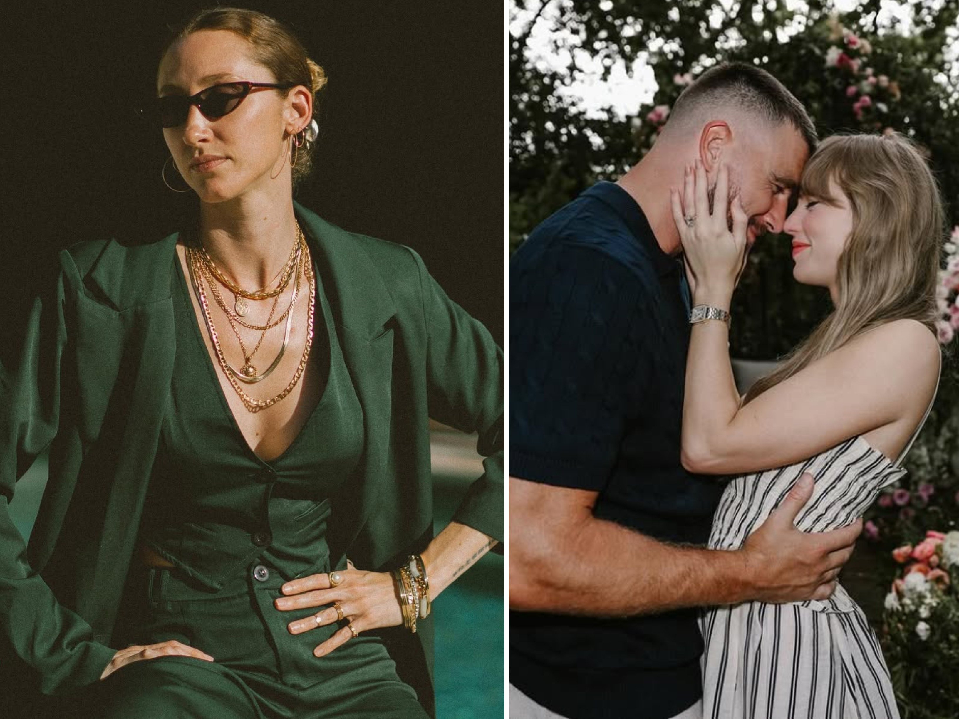 Kindred Lubeck (left) designed the ring for Taylor Swift’s engagement to Travis Kelce. Photos: @artifexfine, @taylorswift/Instagram