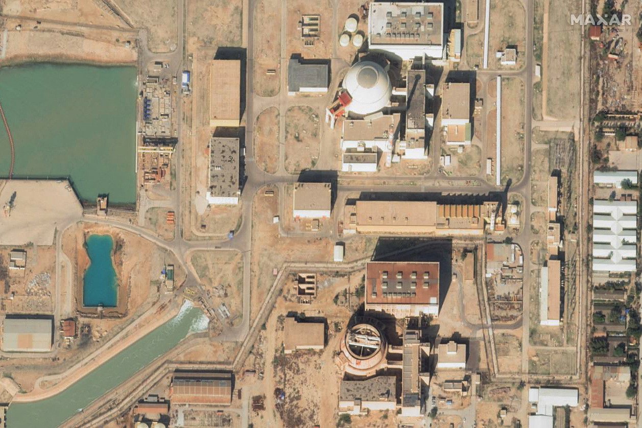 A satellite image taken on January 1, 2025 shows the Bushehr reactors, 1,200km south of Tehran, Iran. File photo: Maxar Technologies via AFP