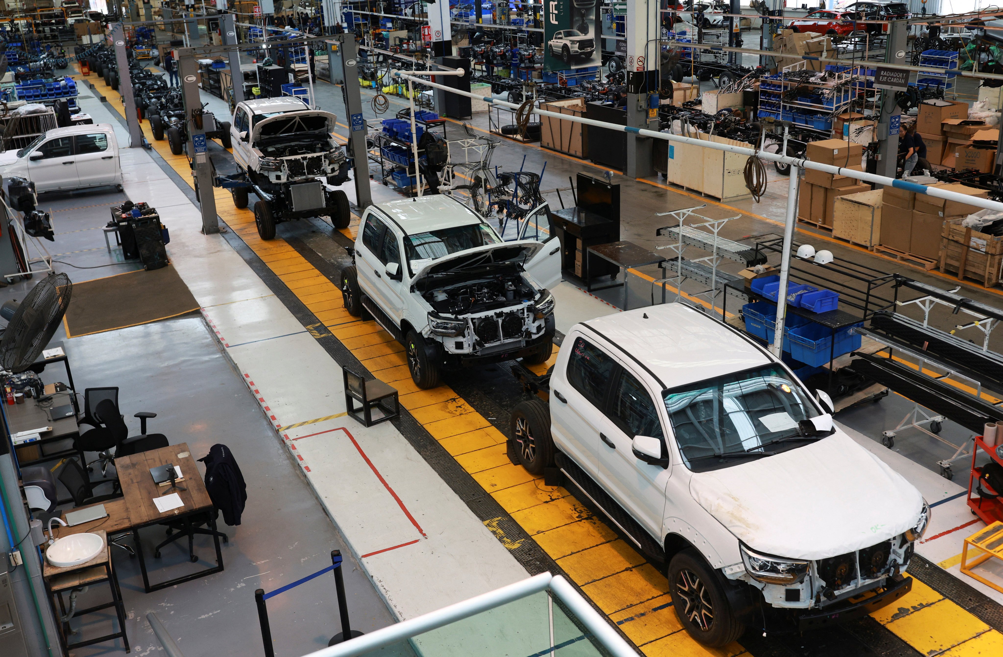 An assembly line at the Chinese automaker JAC Motors plant in Ciudad Sahagun, Mexico on June 30. Photo: Reuters