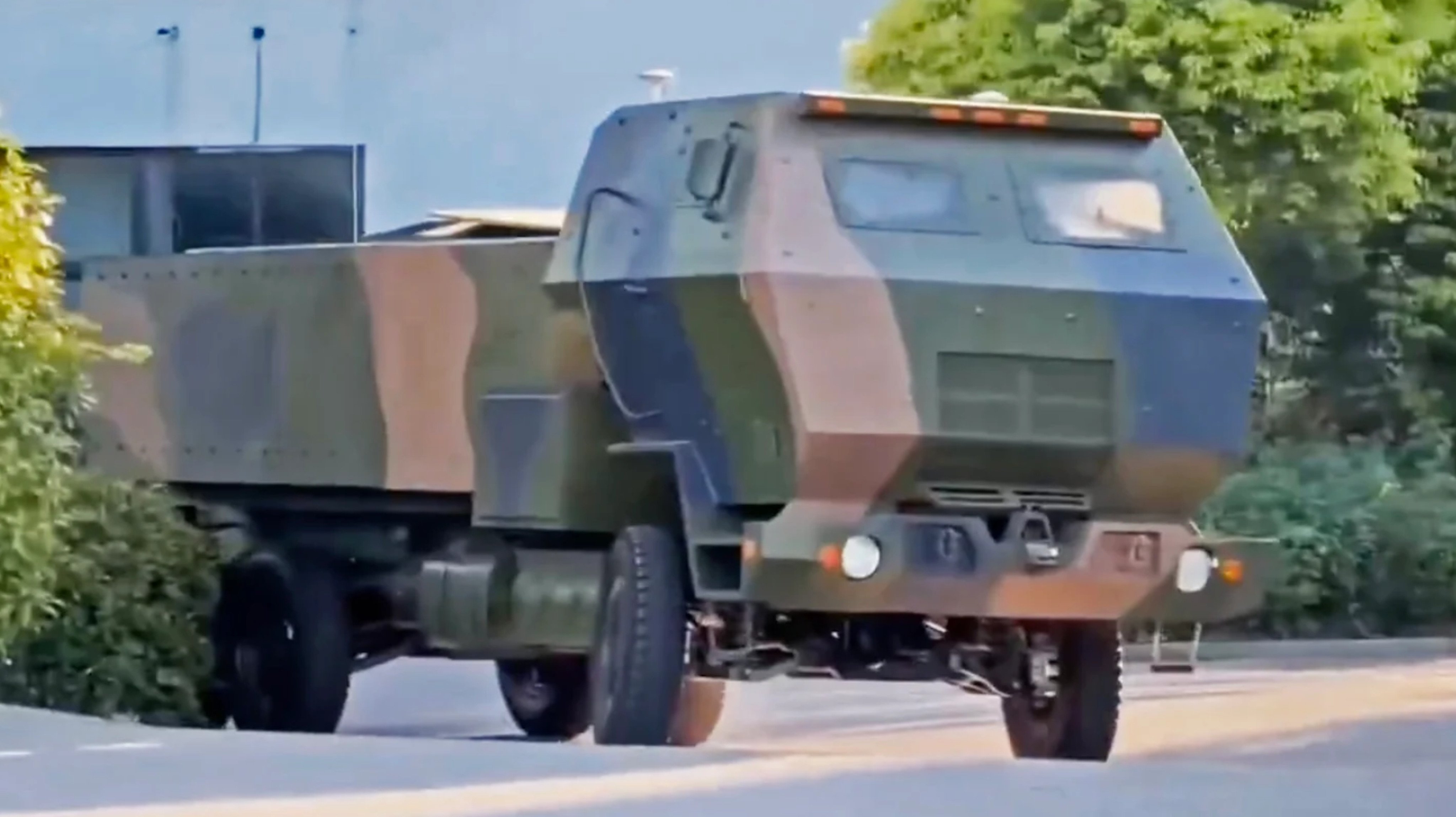 A video circulating on Chinese social media this week shows three trucks resembling Himars systems, although apparently lighter and lacking  rocket launchers. Photo: X/Archer83Able