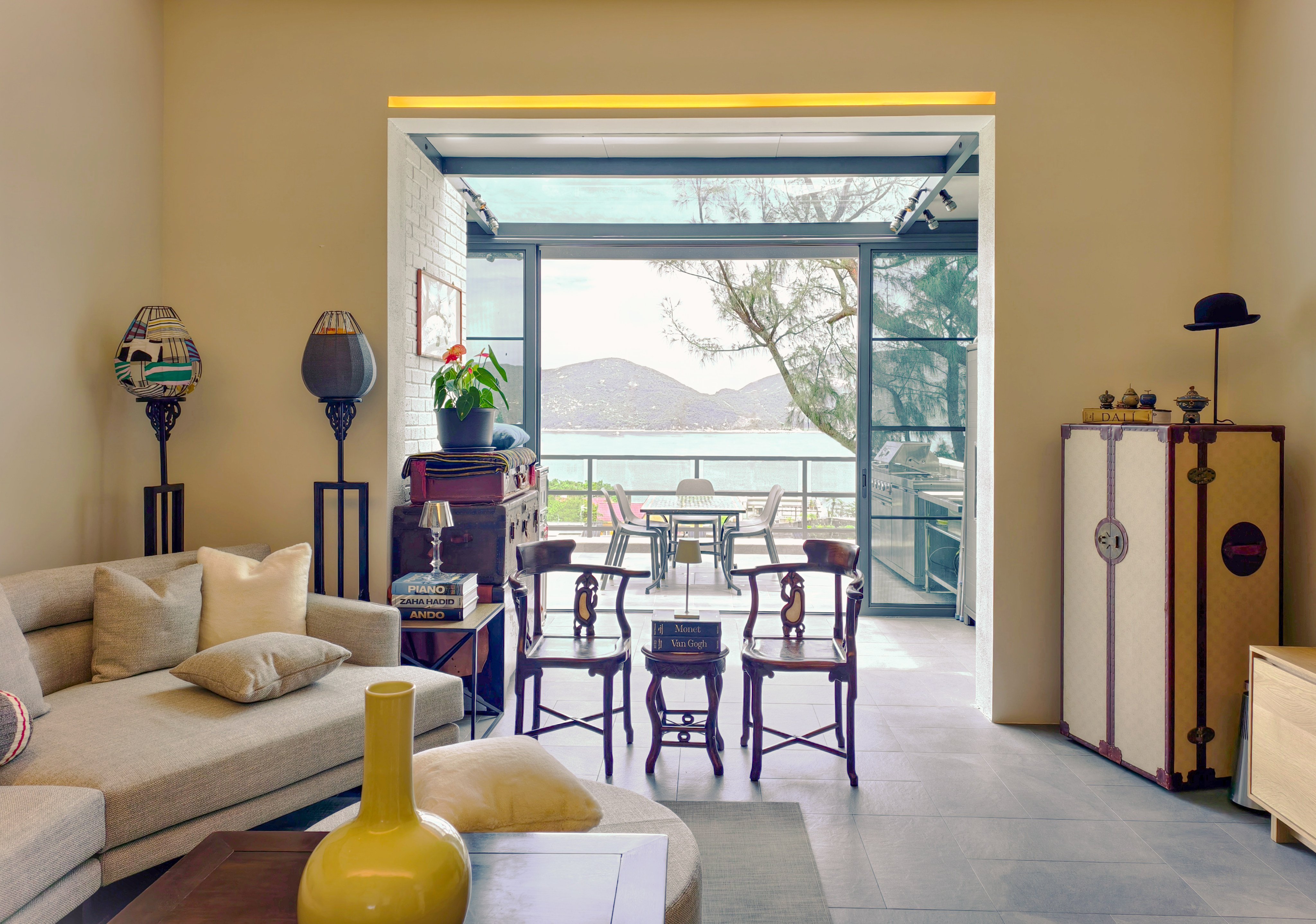 The living room at the home in Stanley, Hong Kong, designed by Clifton Leung Design Workshop. Photo: courtesy Clifton Leung Design Workshop