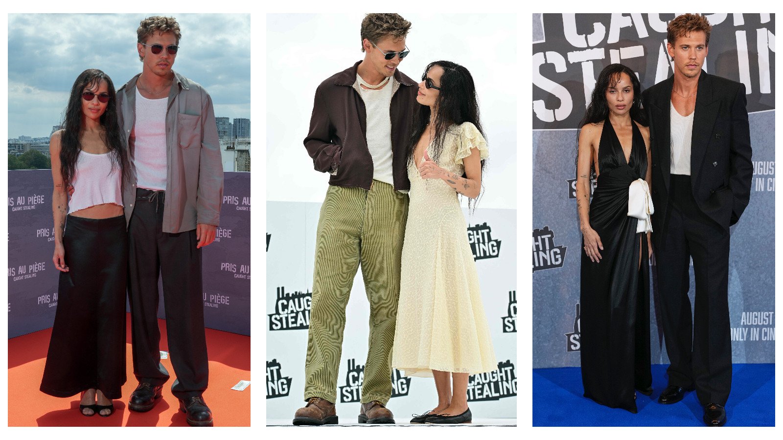Zoë Kravitz and Austin Butler have been turning heads in their matching outfits during promotional events for their upcoming film, Caught Stealing. Photos: Getty Images, AFP, AP