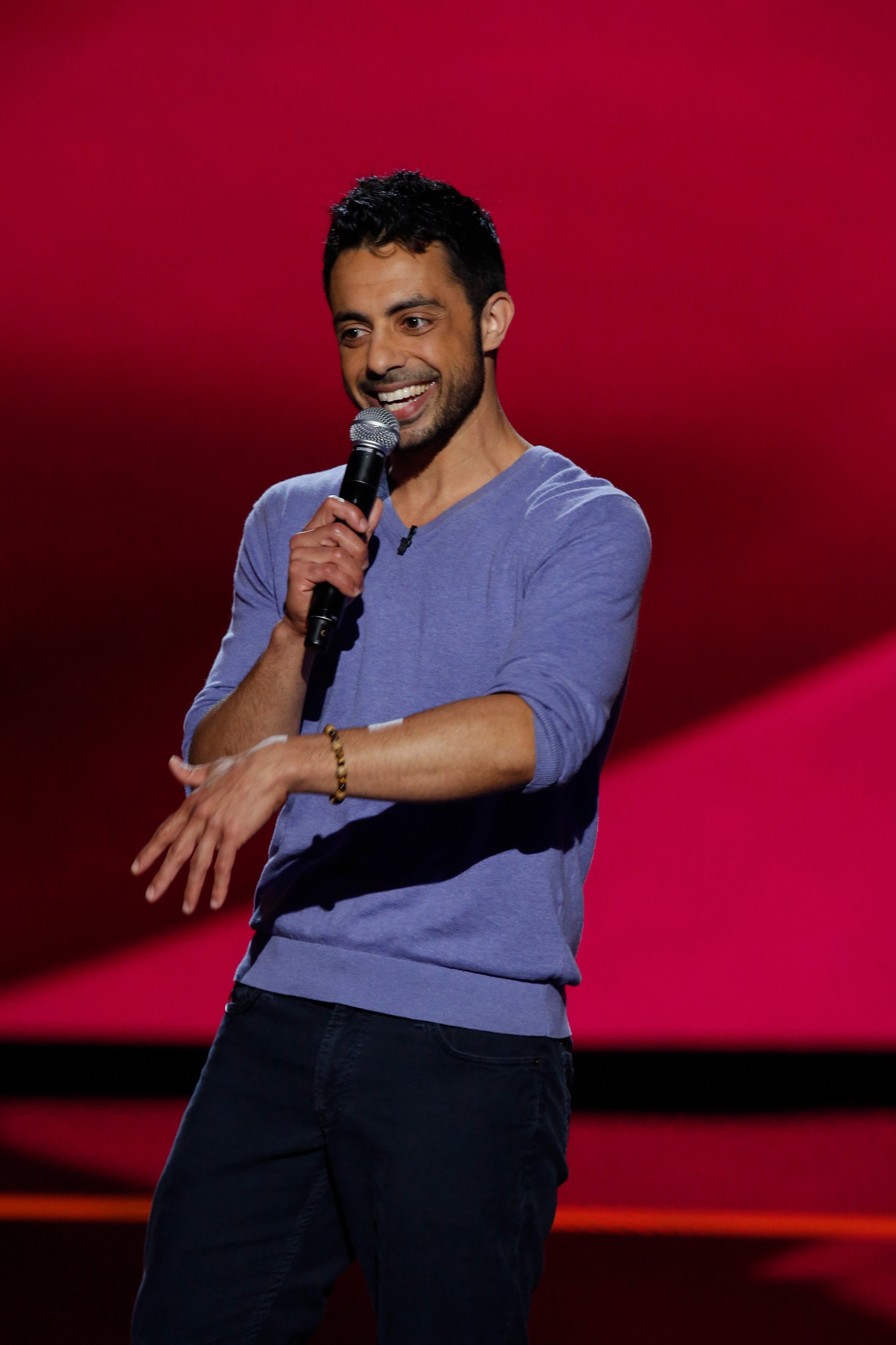 US comedian Sammy Obeid’s material often criticises Israel’s actions in Gaza. Photo: NBCU Photo Bank/NBCUniversal via Getty Images