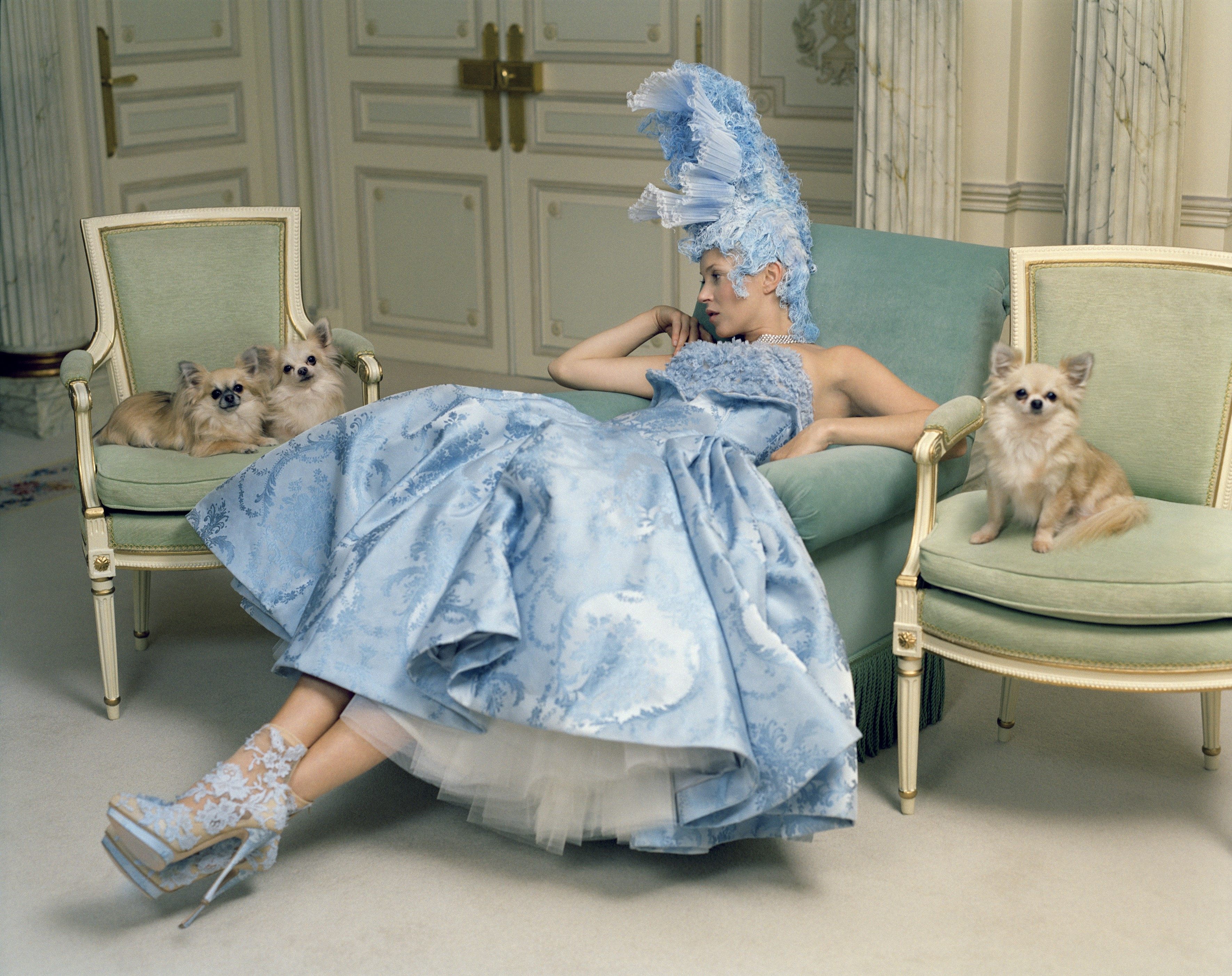 Kate Moss at the Ritz in Paris, in a Vogue photoshoot inspired by Marie Antoinette in 2012. Photo: Handout