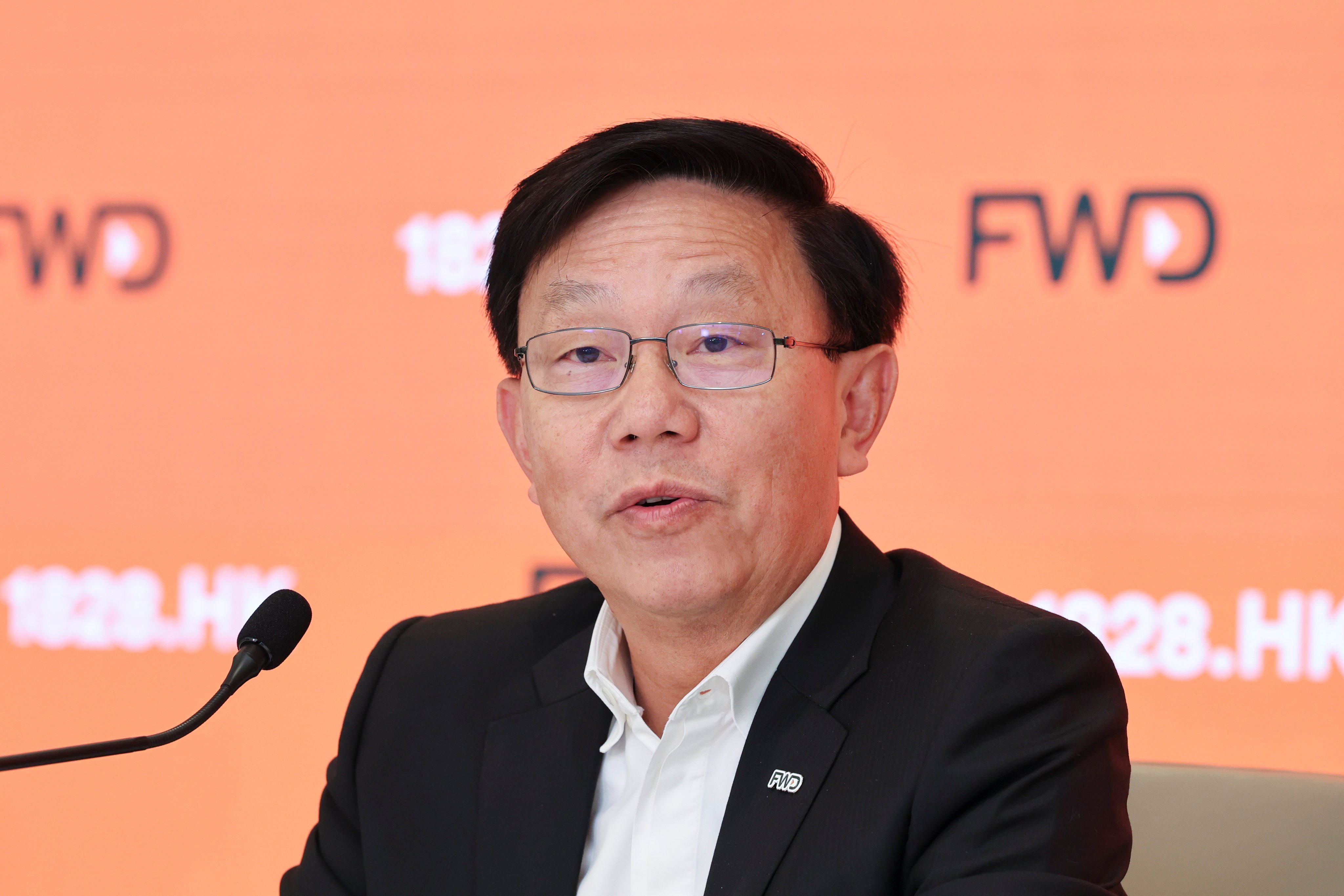 Huynh Thanh Phong, group CEO and executive director of  FWD, speaks at a press conference at Two Pacific Place in Admiralty on August 29, 2025. Photo: Edmond So