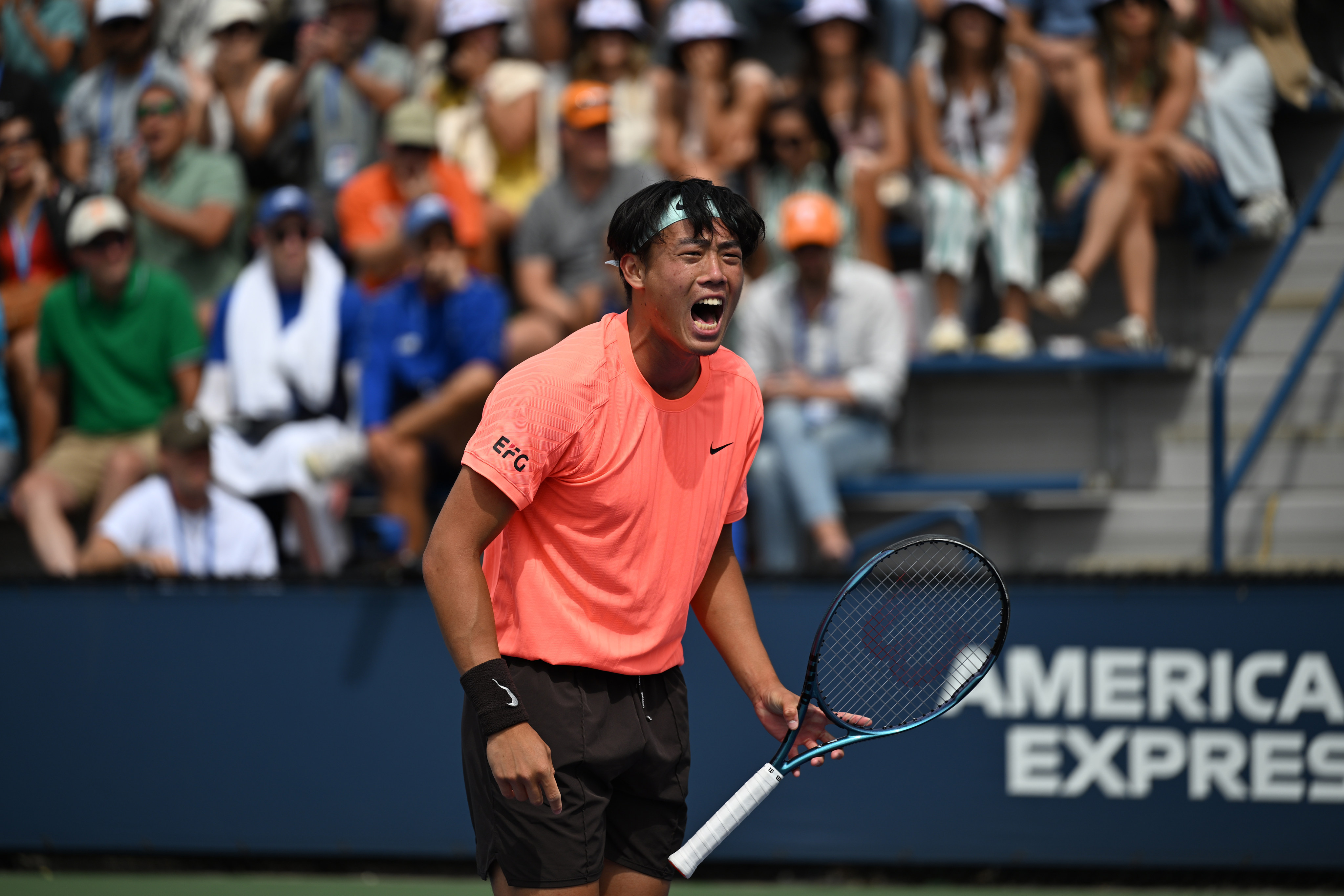 Coleman Wong celebrates a point during his men’s singles second round match against Adam Walton. Photo: Xinhua