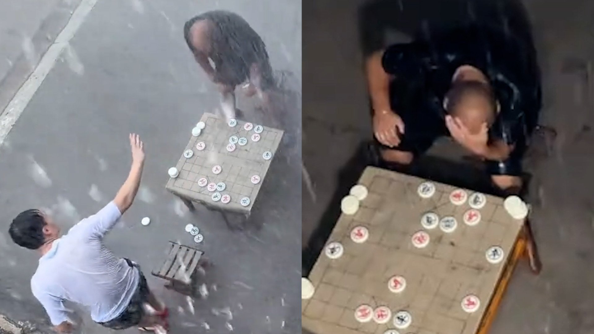 Chinese man loses in chess then analyses game for 4 hours in rain