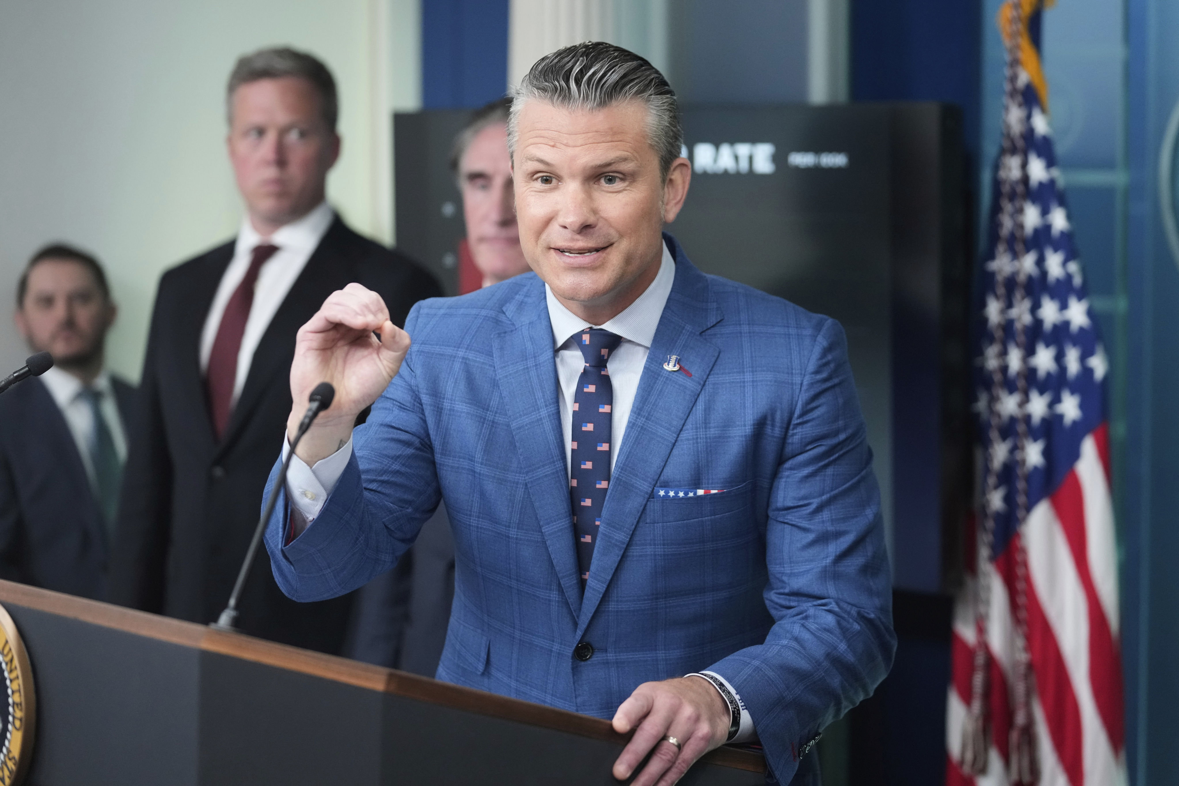 US Defence Secretary Pete Hegseth speaks at a press briefing in the White House earlier this month. Photo: AP