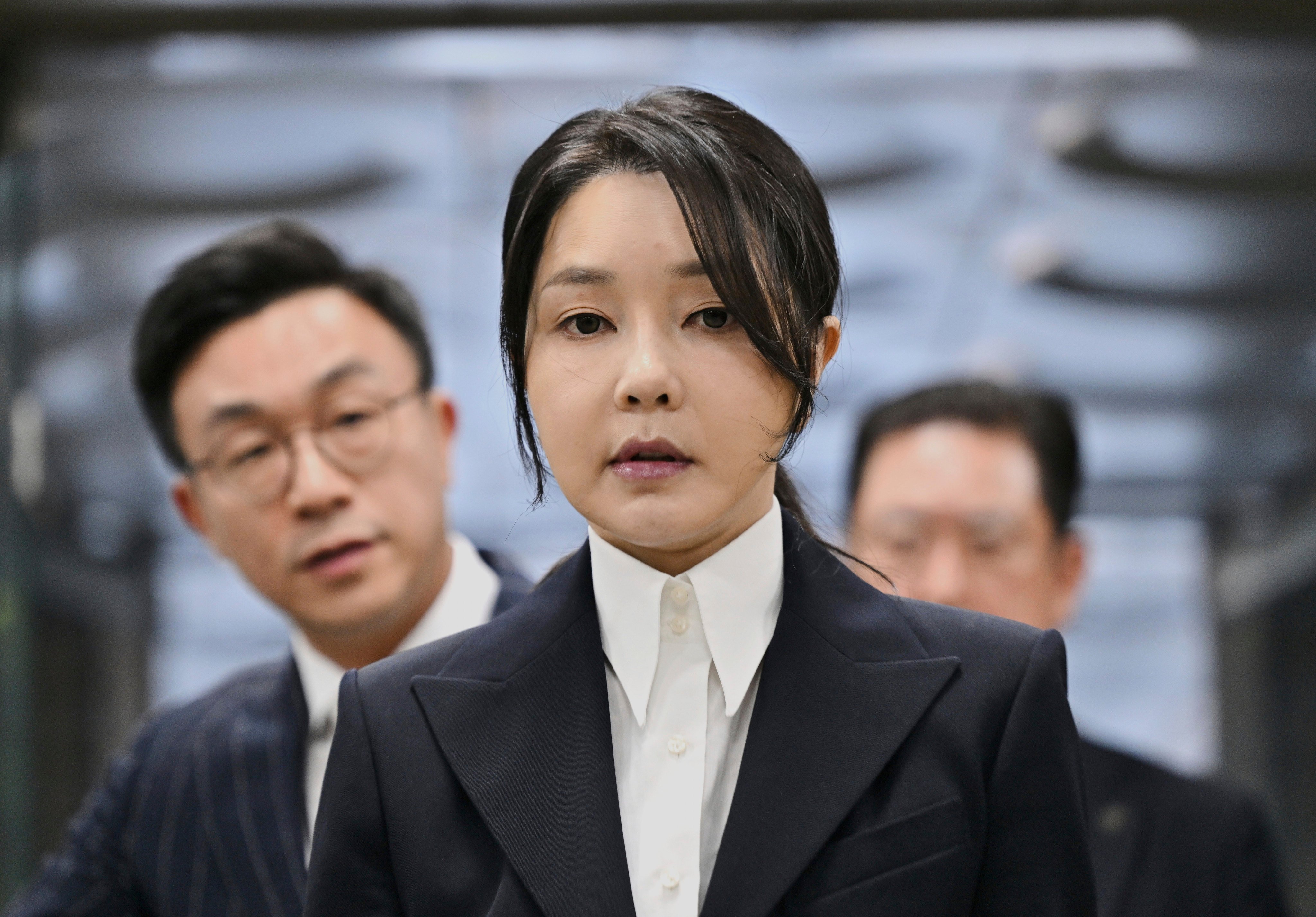 South Korea’s former first lady Kim Keon-hee, wife of impeached former president Yoon Suk-yeol, arrives at a court hearing on August 12. Photo: AP