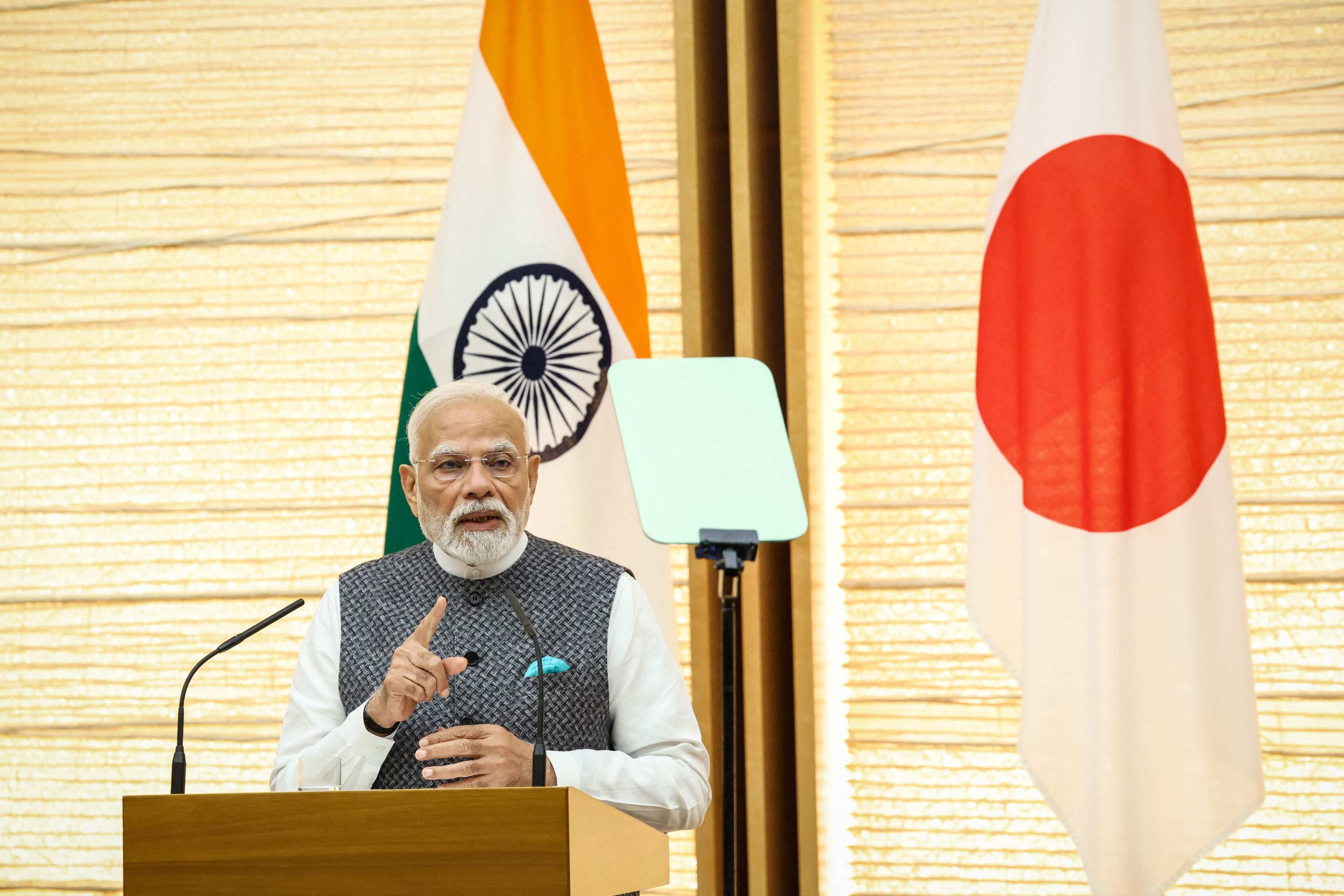 Indian Prime Minister Narendra Modi during a press conference in Tokyo on Friday. Photo: AFP
