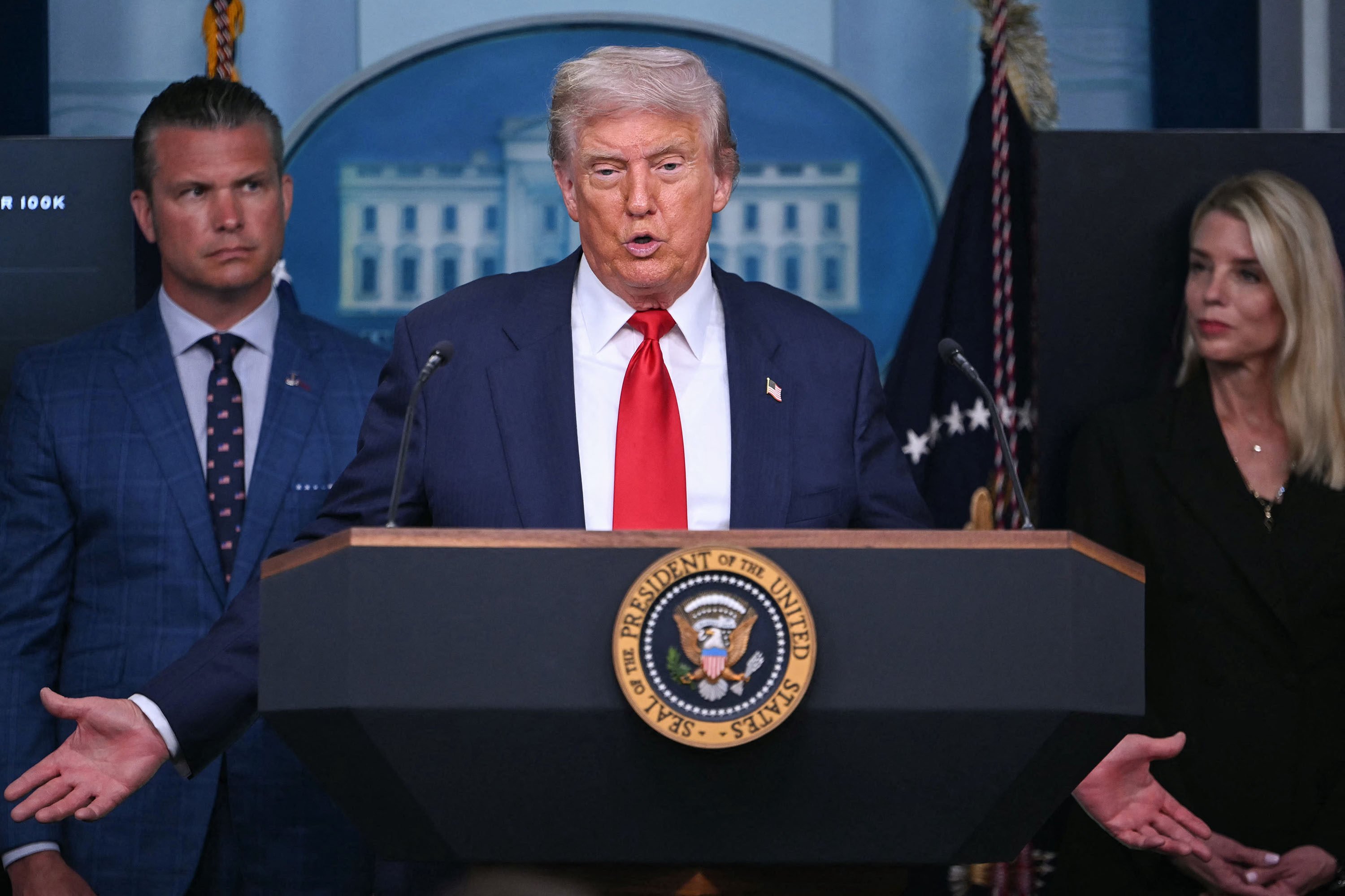 US President Donald Trump (right) and Defence Secretary Pete Hegseth at the White House in Washington. Photo: AFP/Getty Images /TNS