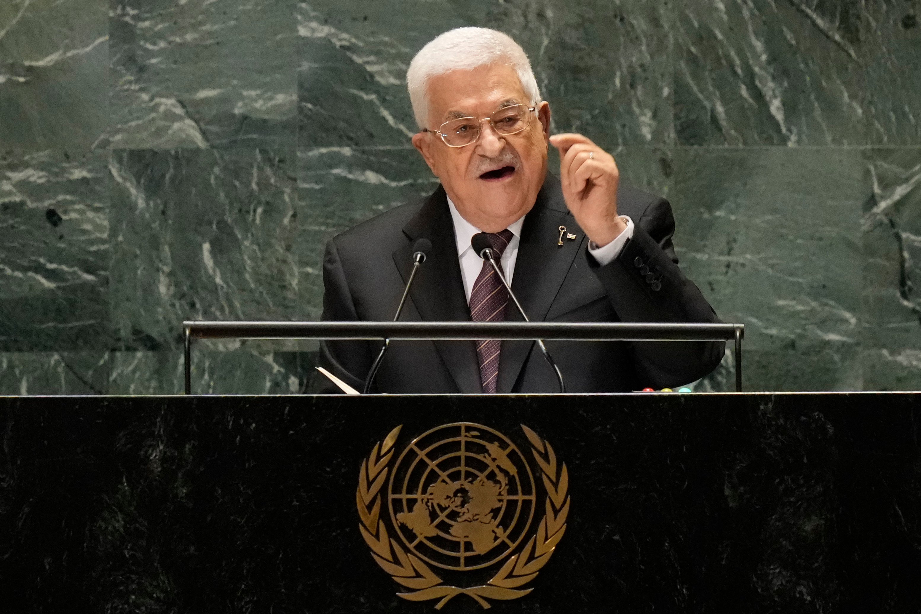 Palestinian president Mahmoud Abbas addresses the United Nations General Assembly in New York last year. Photo: AP