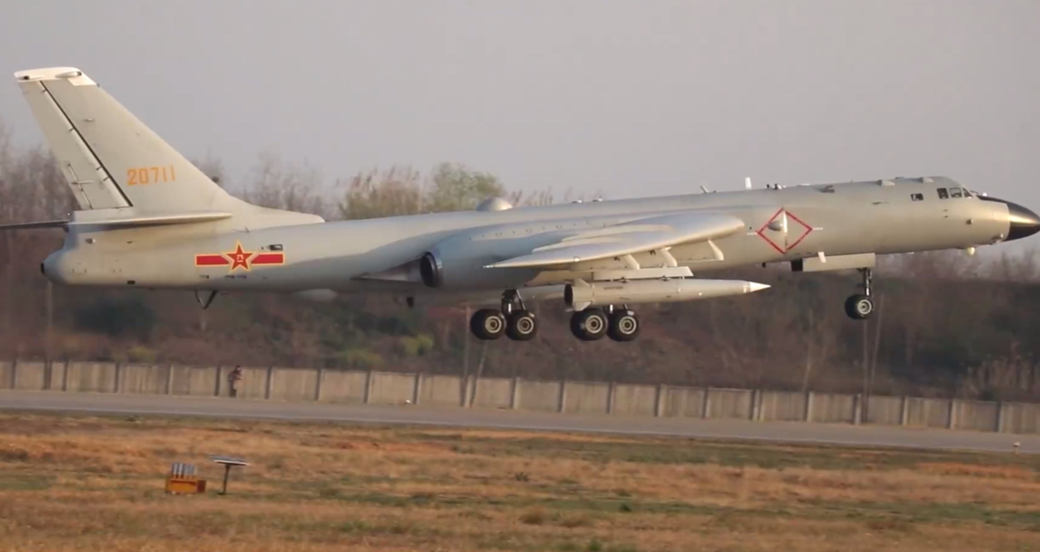 An undated image of a YJ-21, an advanced hypersonic anti-ship ballistic missile, seen under a Chinese H-6K bomber in a People’s Liberation Army drill. Photo: Handout