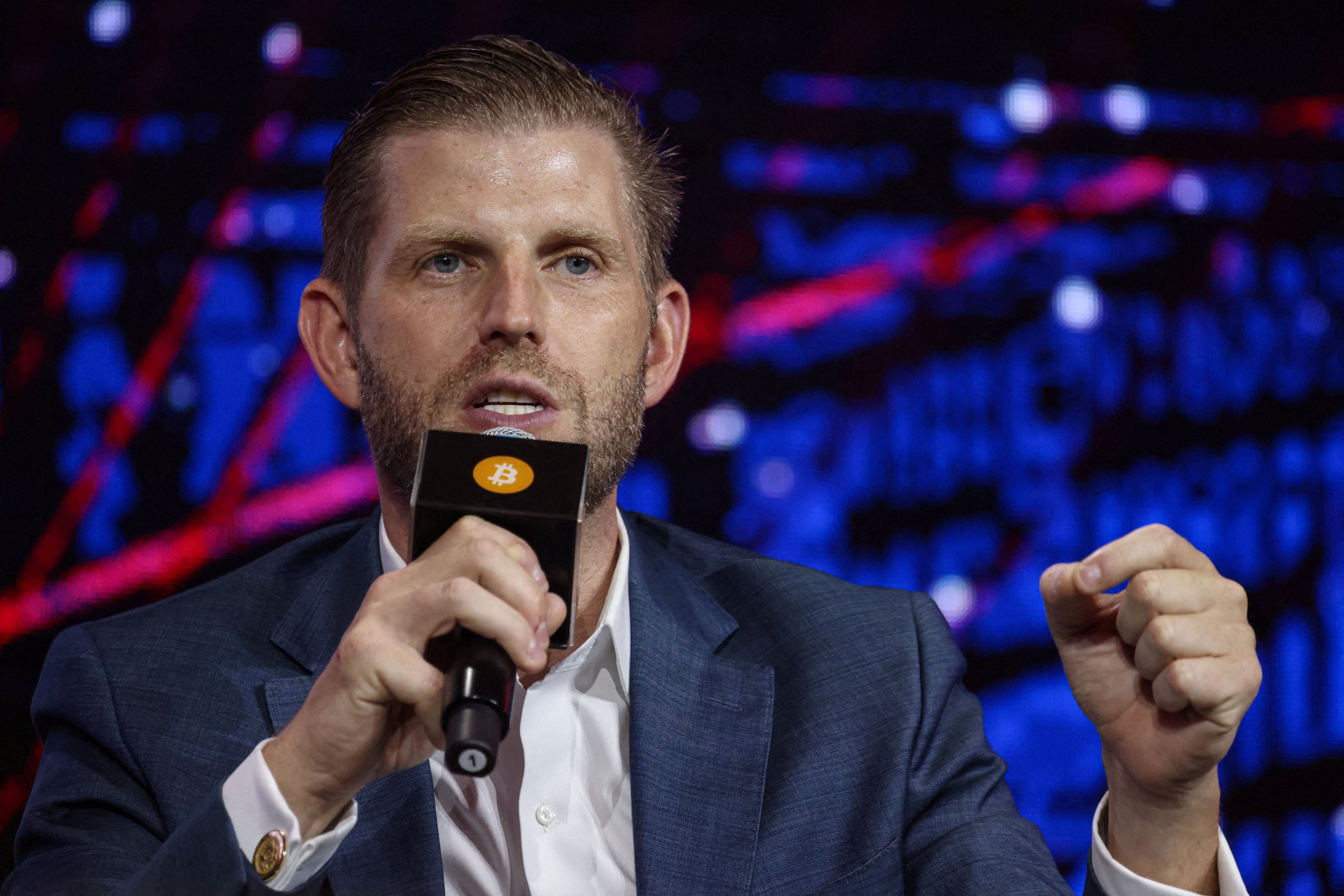 Eric Trump, executive vice president of the Trump Organisation, speaks at the Bitcoin Asia conference, in Hong Kong, August 29, 2025. Photo: Reuters