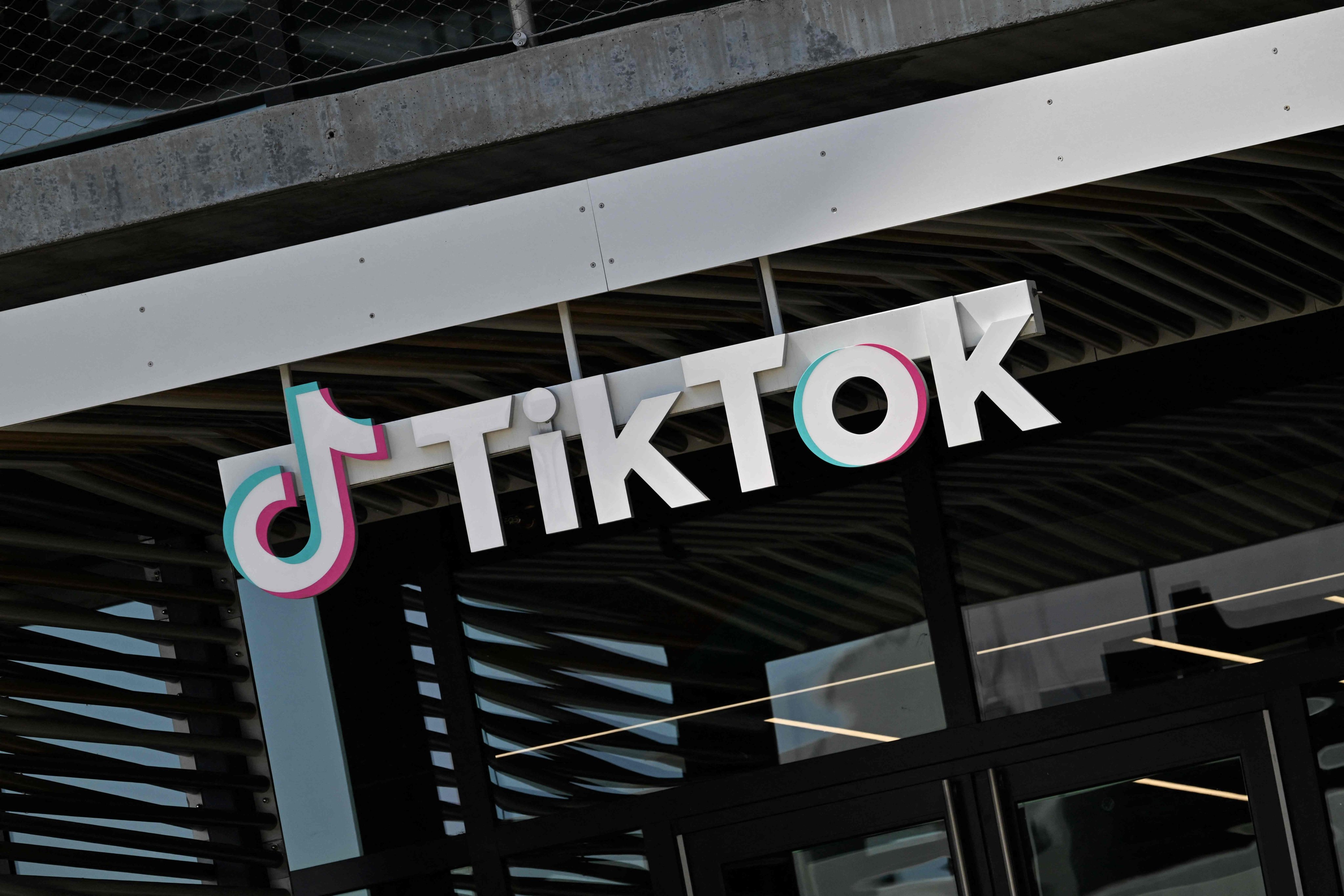 The TikTok logo is seen outside the company’s Los Angeles offices. Photo: AFP