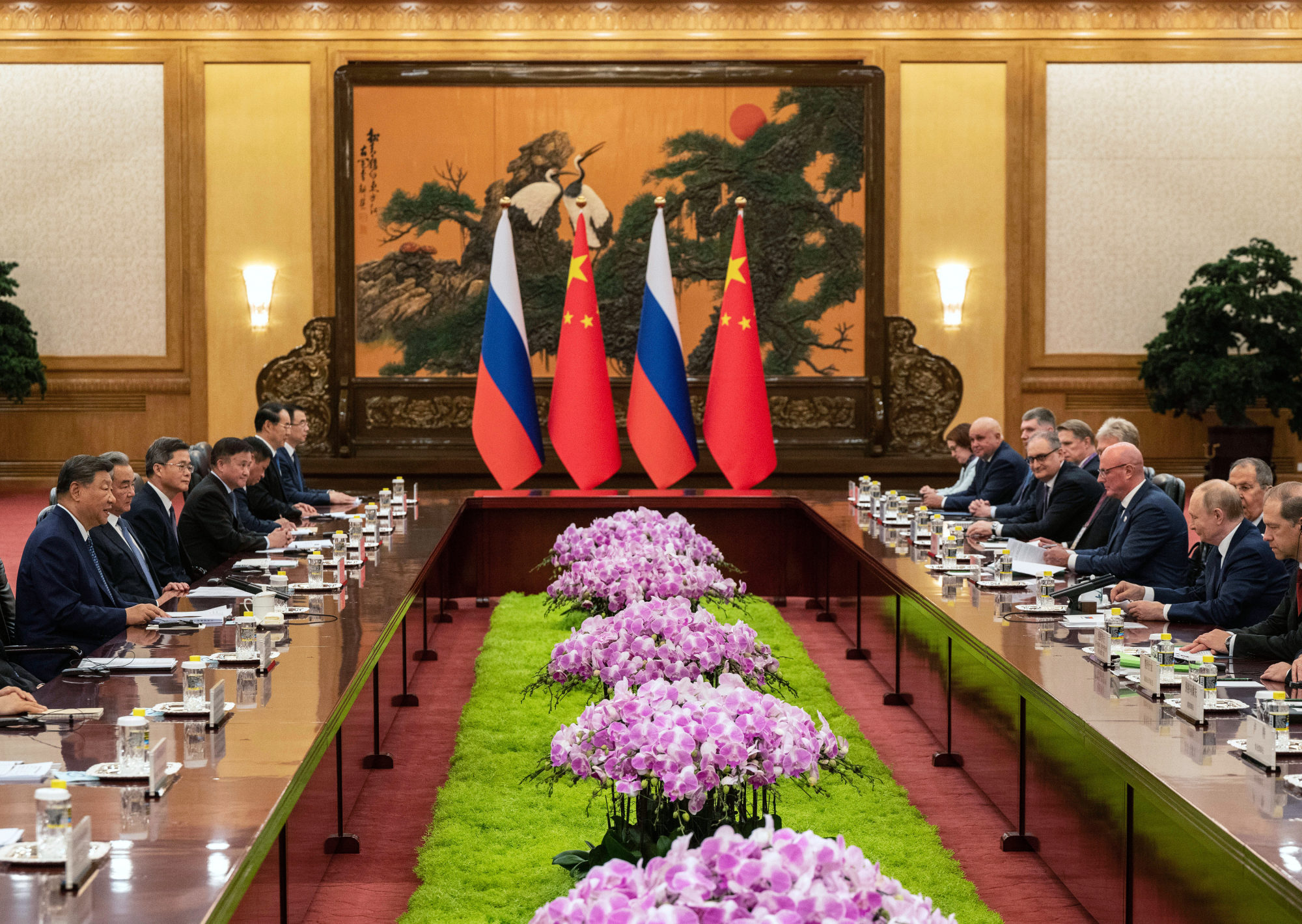 The two sides meet at the Great Hall of the People in Beijing. Photo: Pool via AP