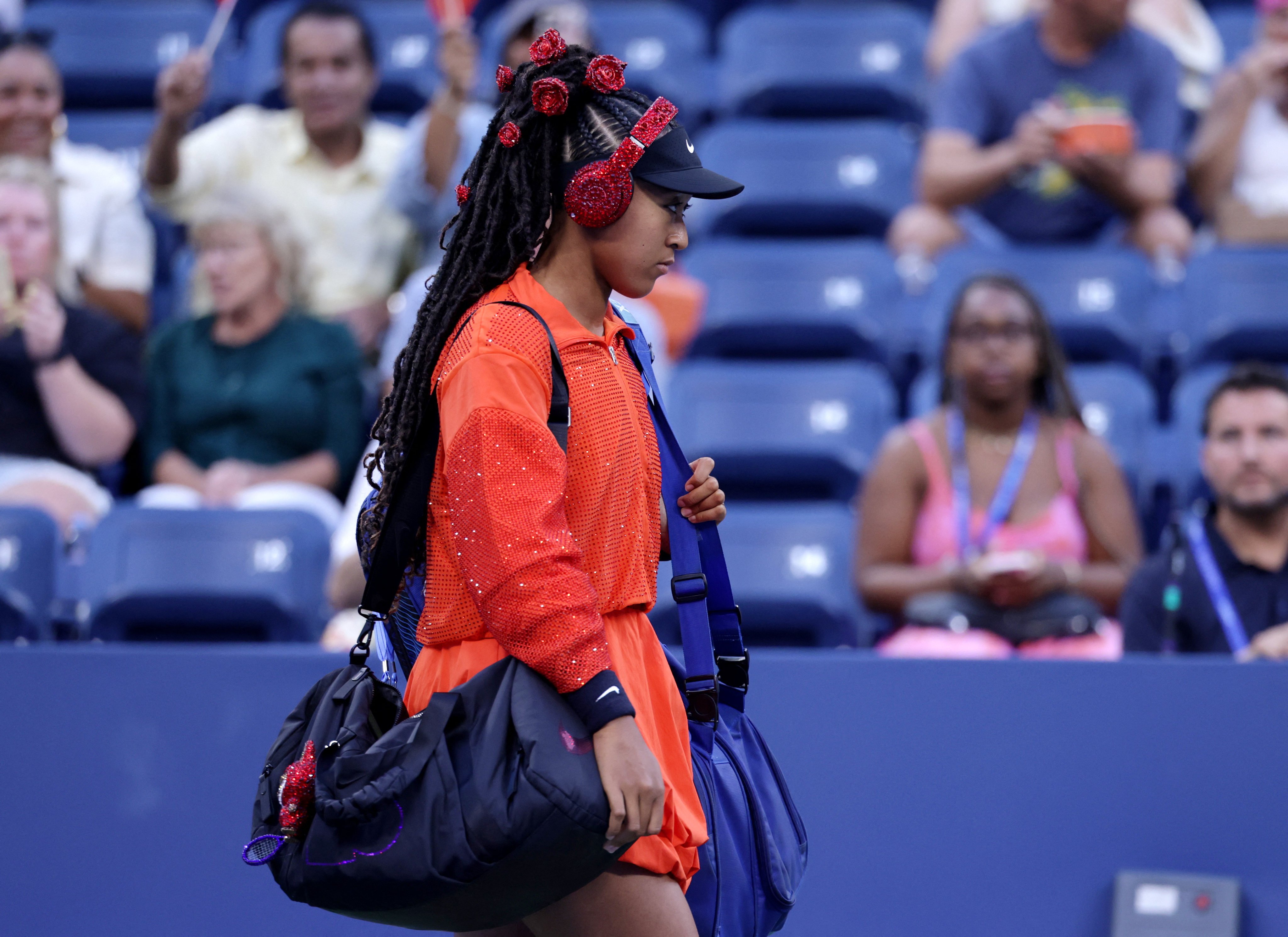 Japan’s Naomi Osaka at Flushing Meadows in New York for the US Open, with a Labubu on her bag. Photo: Reuters
