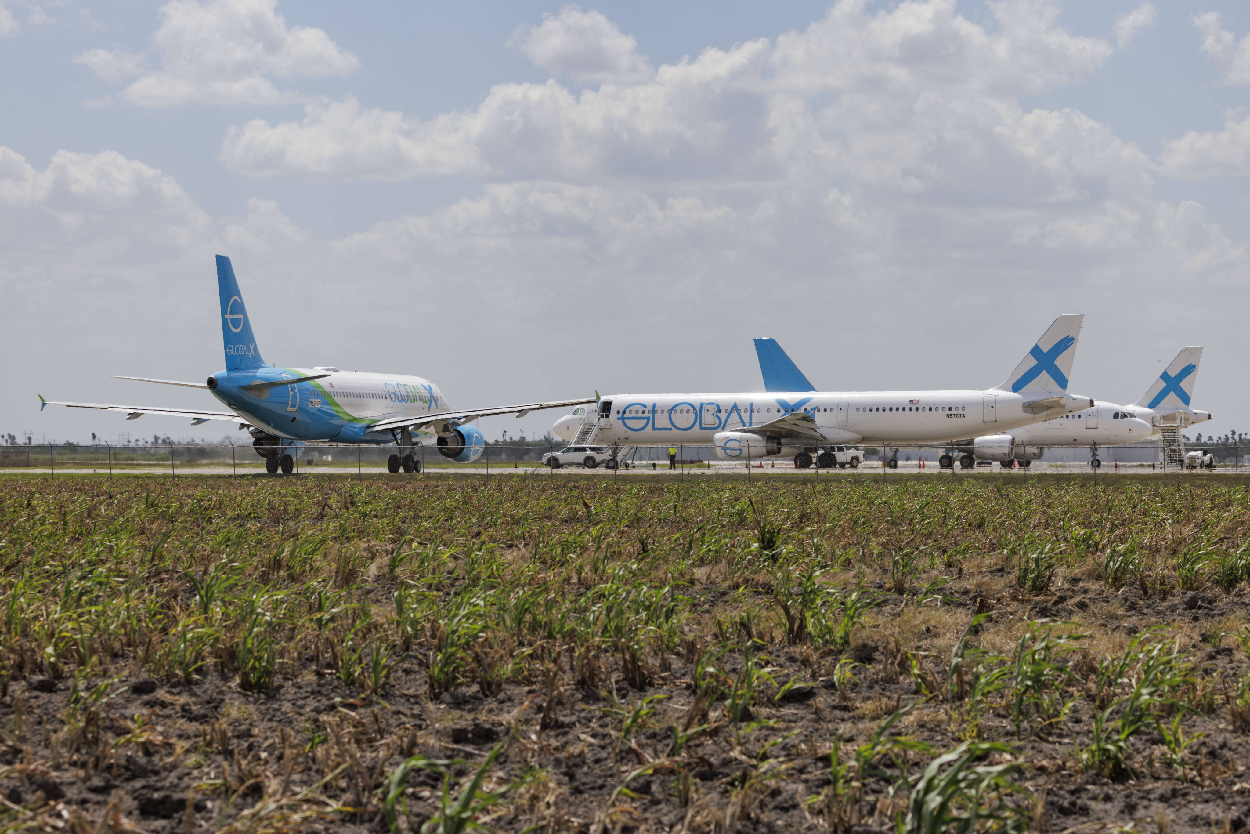 Planes used for deportation flights in Harlingen, Texas. Photo: AP