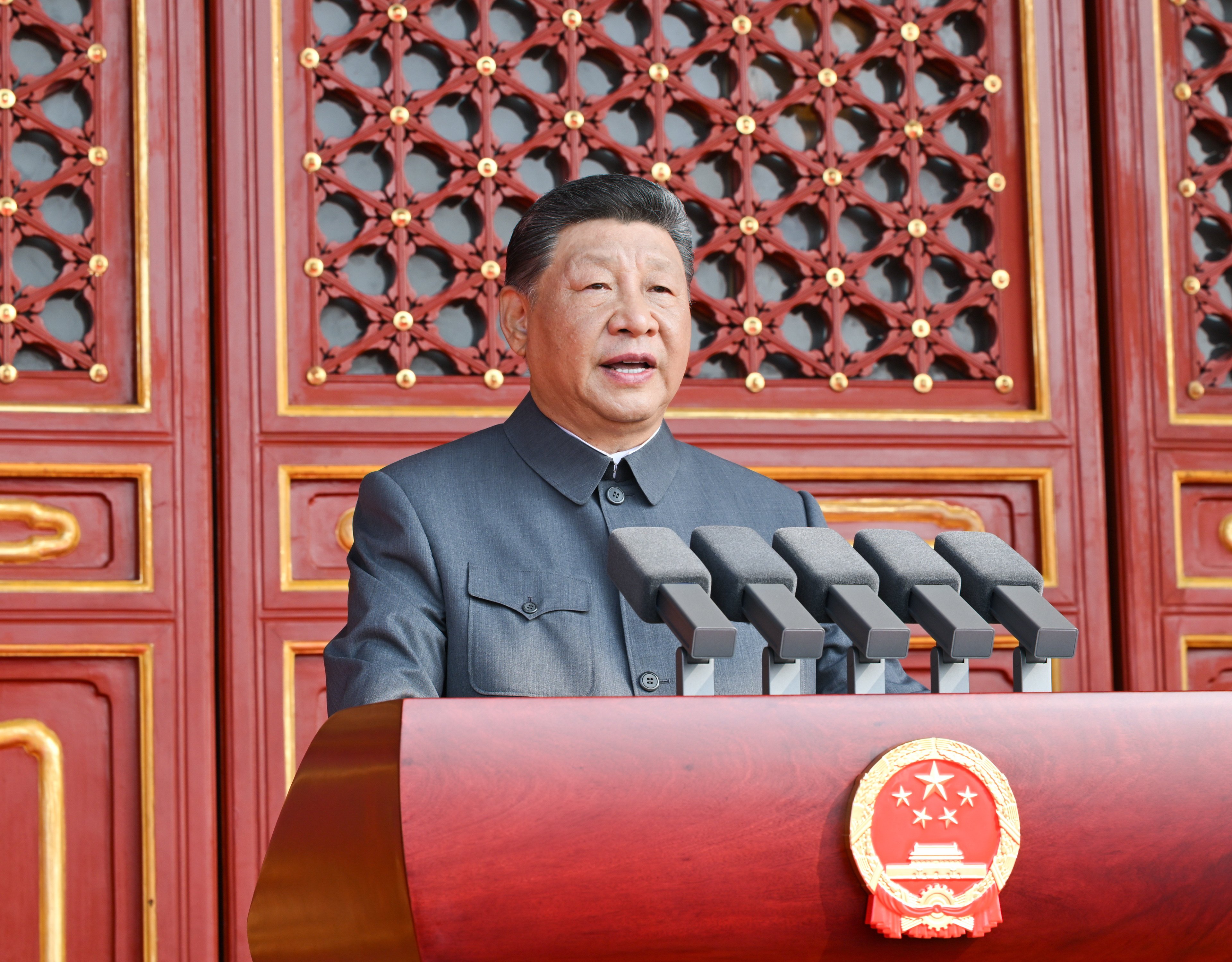 Chinese President Xi Jinping addresses attendees during the Victory Day parade in Beijing on Wednesday. Photo: Xinhua
