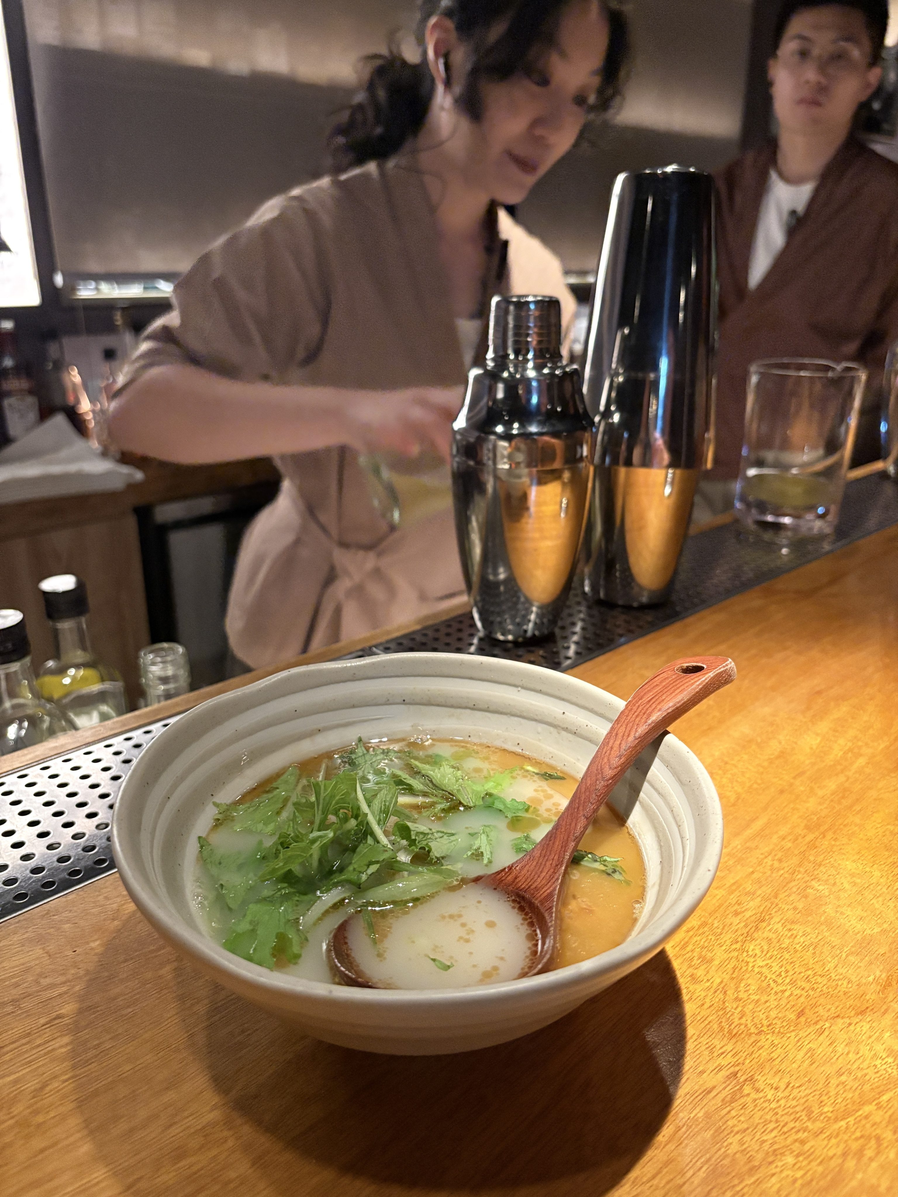 A big comforting bowl of chicken soup at Bar Pine in Taipei. Some Taiwanese bars are offering patrons a free bowl of soup to accompany their drinking session, often for free. Photo: Charmaine Mok