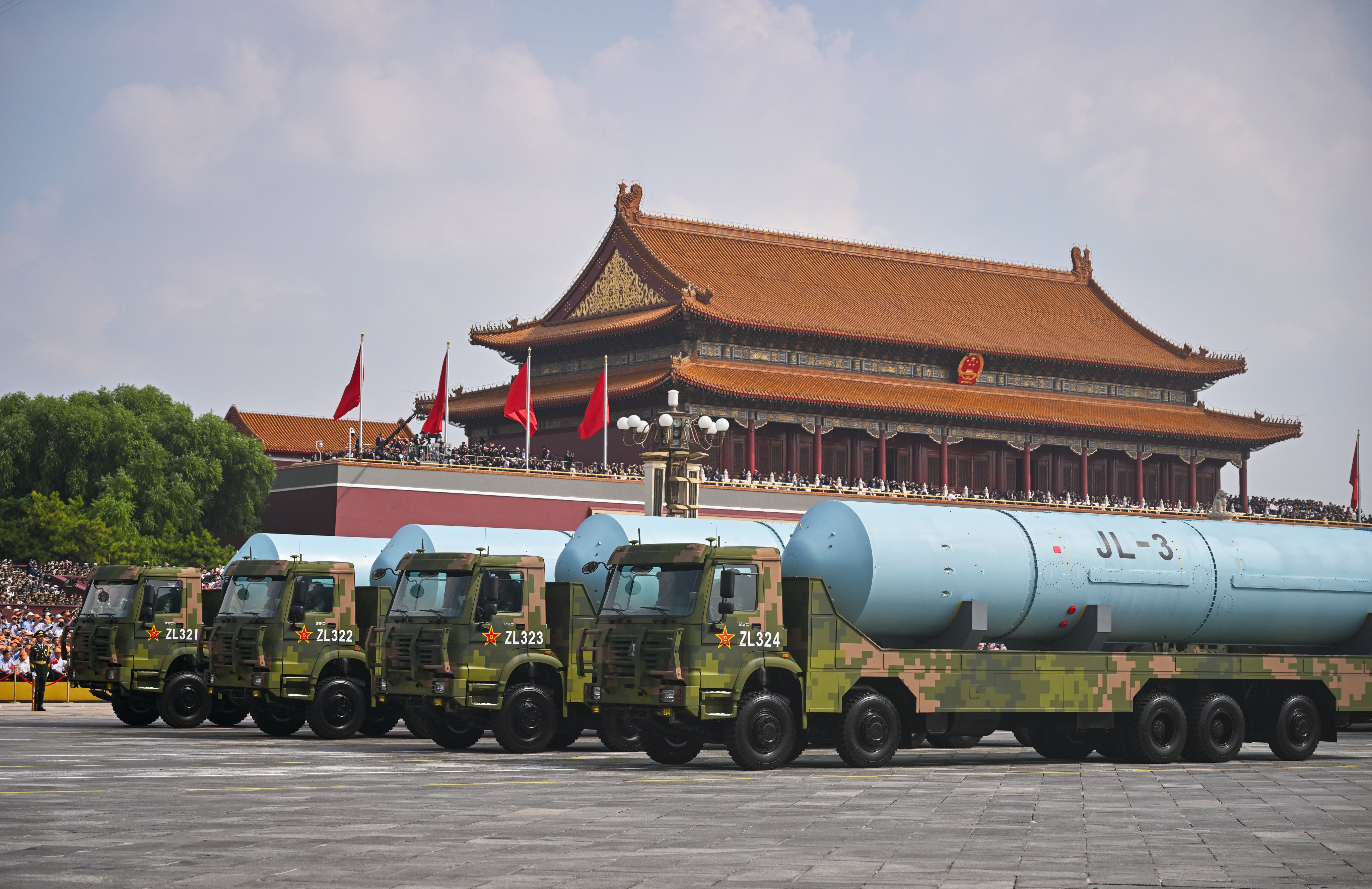 The nuclear missile formation is on show at China’s military parade in Beijing on Wednesday. Photo: Xinhua