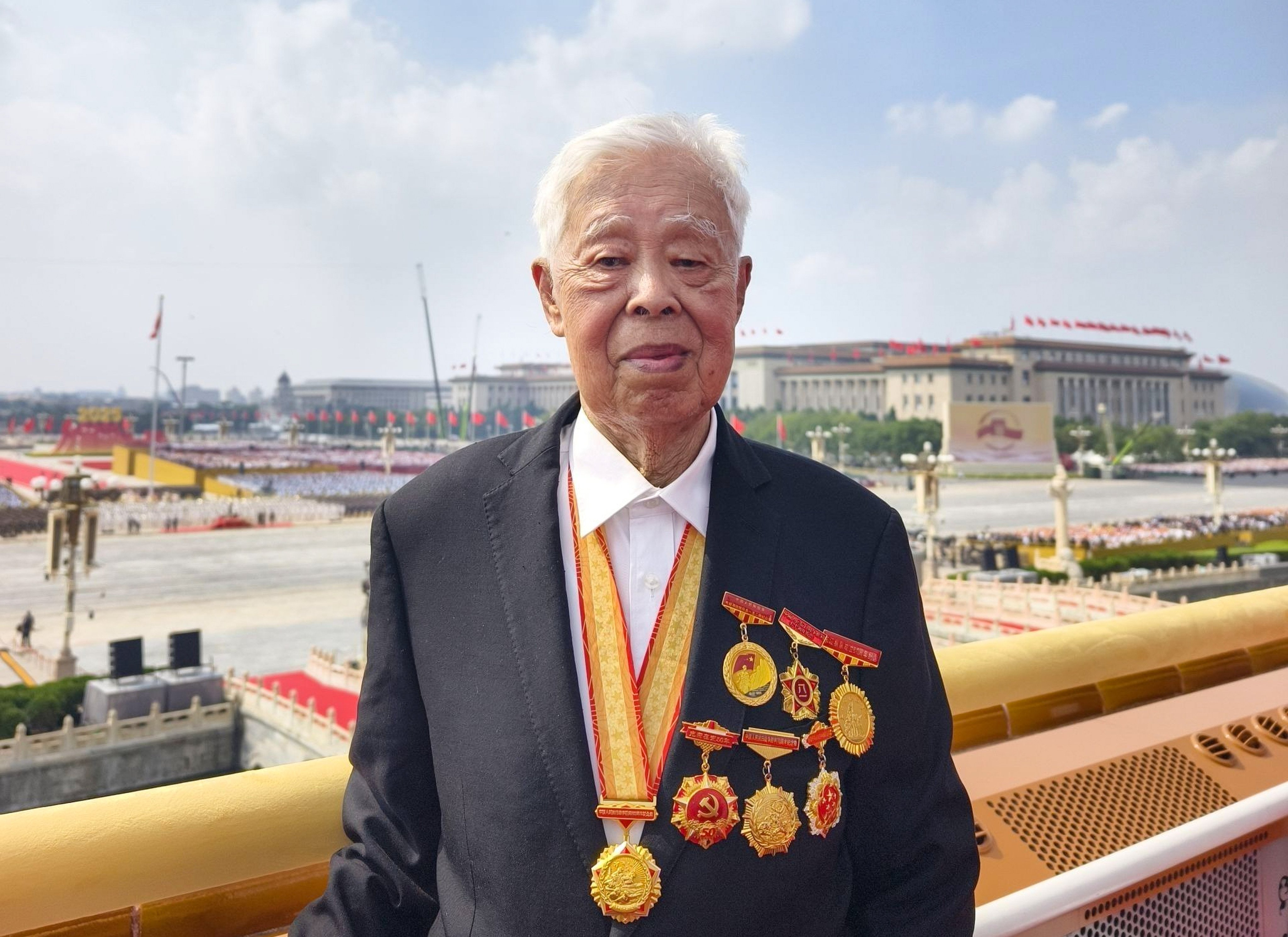 Hong Kong war veteran Lo King-fai, 94, was honoured at the Victory Day military parade in Beijing on Wednesday. Photo: Handout