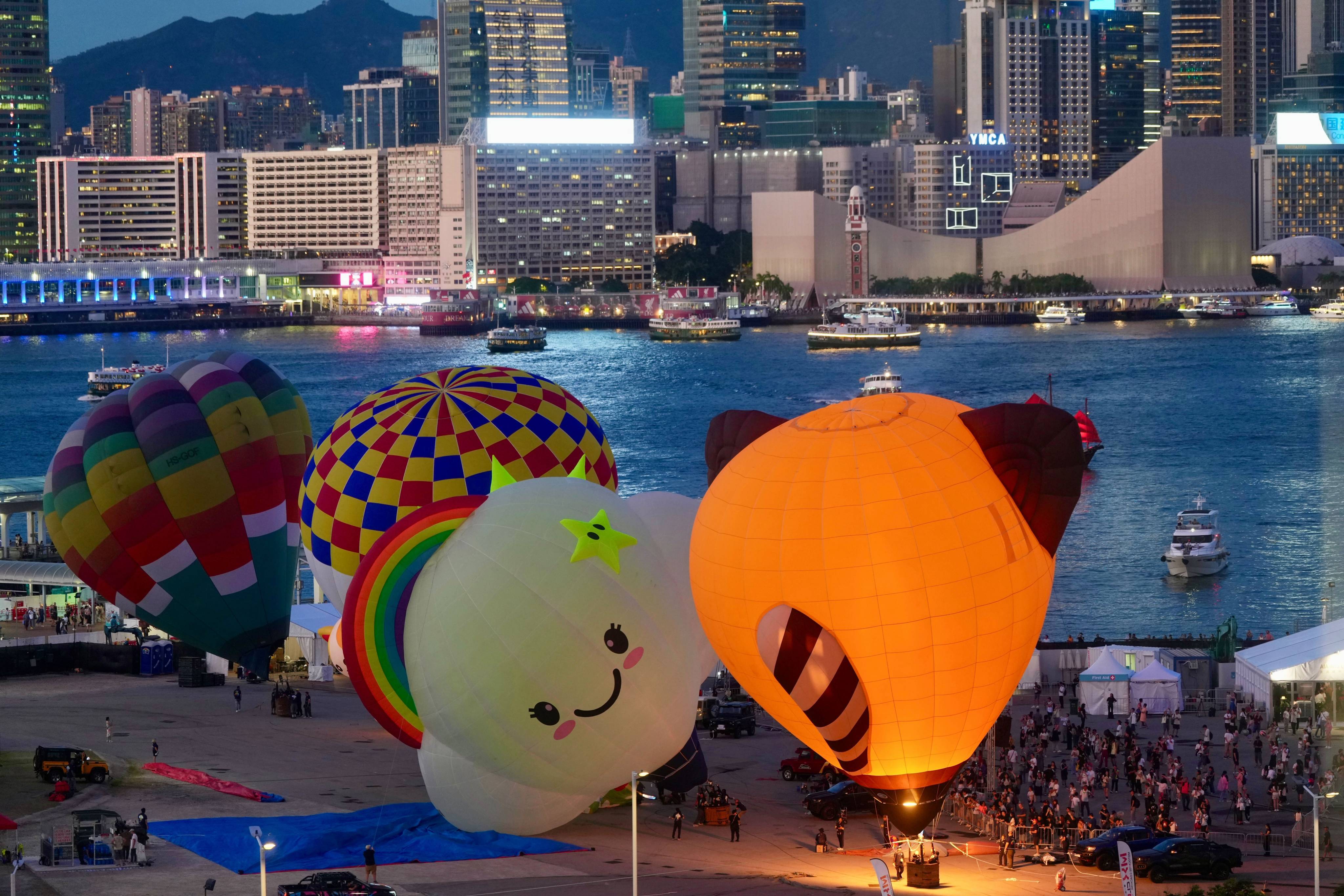 Hot-air balloons on display at a preview session at Central Harbourfront. Photo: Sam Tsang