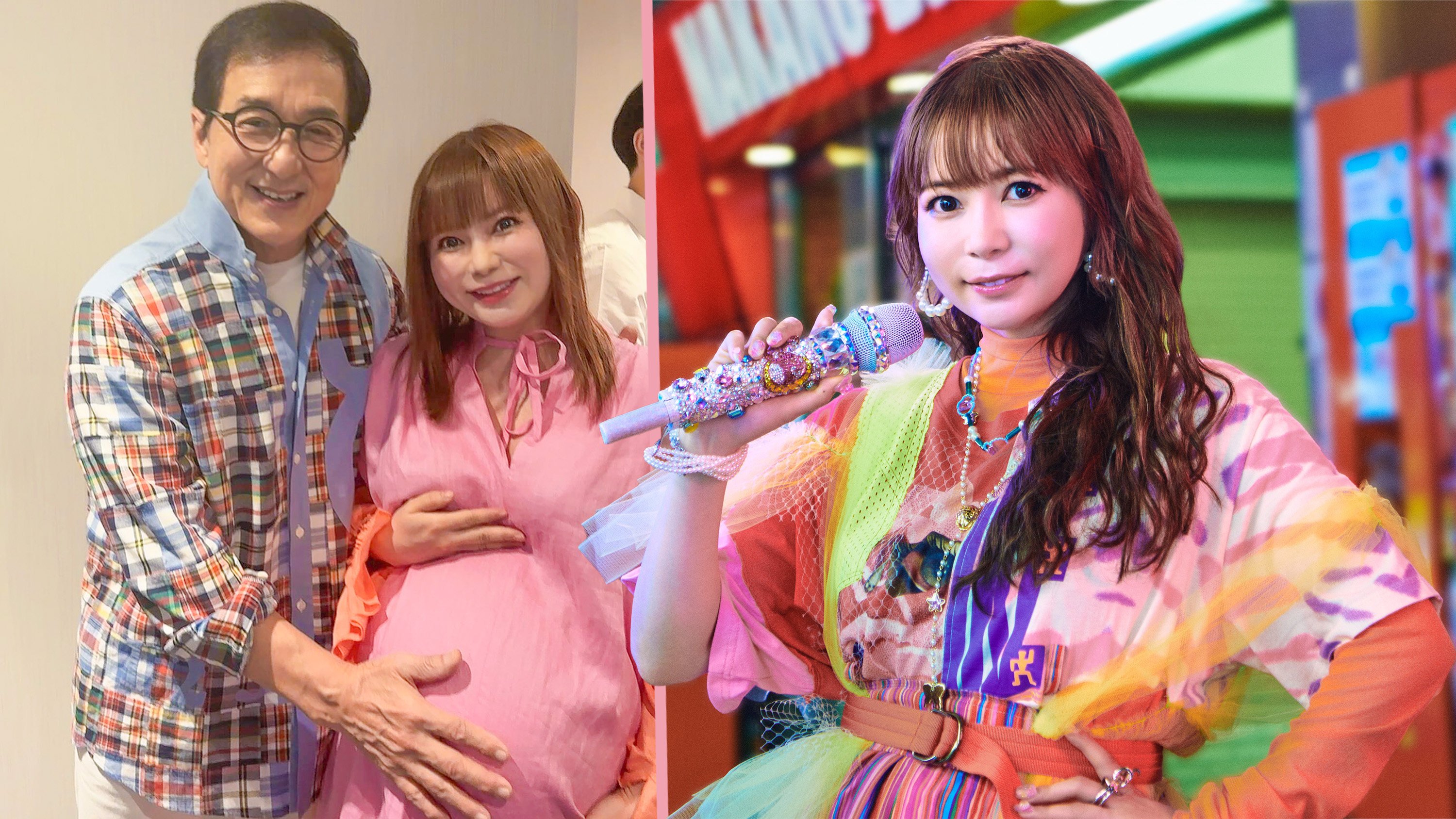 Pregnant Japanese singer and actress Shoko Nakagawa met her idol Jackie Chan, who blessed her baby bump and blew it a heart-shaped kiss before sharing the moment on Instagram with her 345,000 followers. Photo: SCMP composite/IG@shoko55mmts