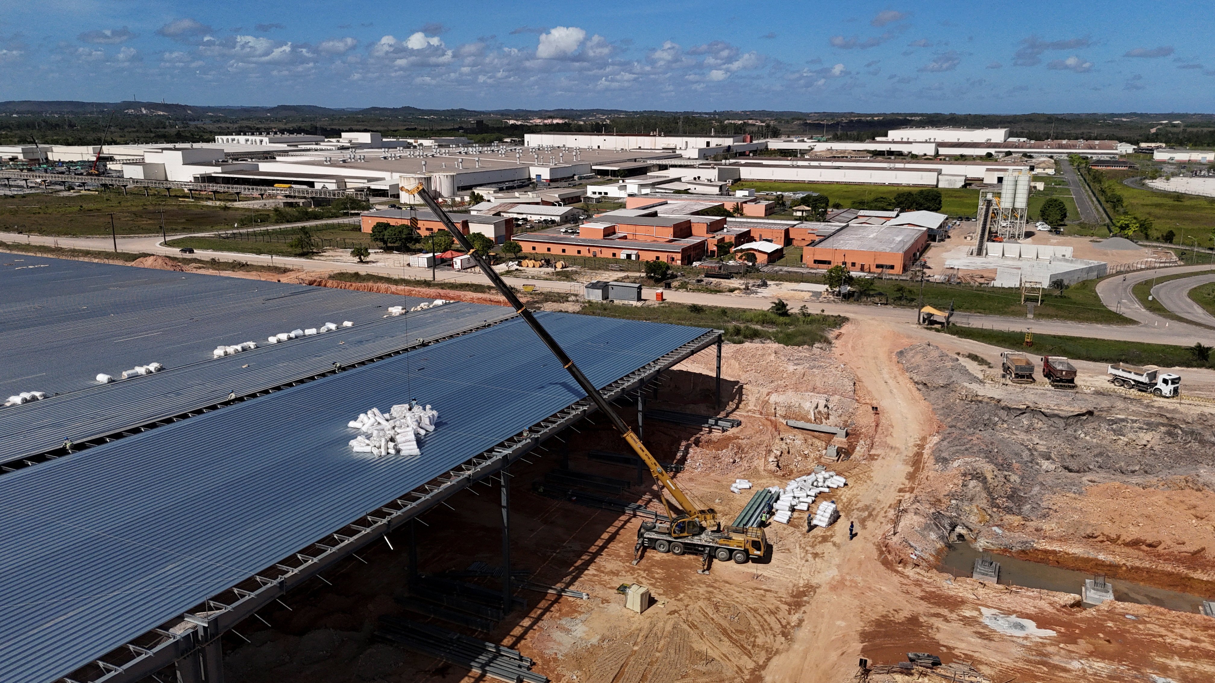 A drone view shows BYD’s new electric vehicle (EV) factory’s construction site in Camacari, Brazil, in December 2024. Photo: Reuters