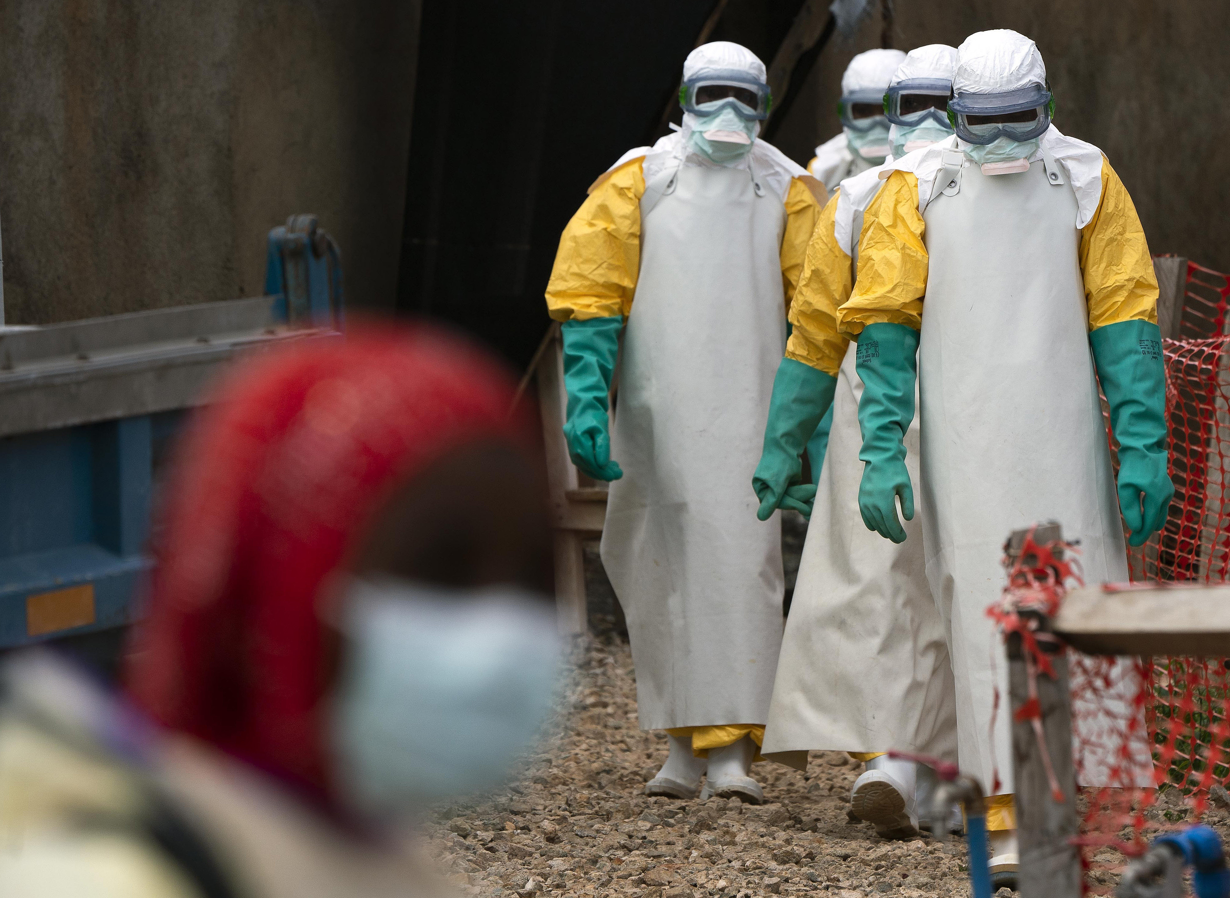 A health worker puts on Ebola protection gear in 2019. DR Congo has recorded 15 outbreaks since the disease was first identified in 1976. File photo: AP