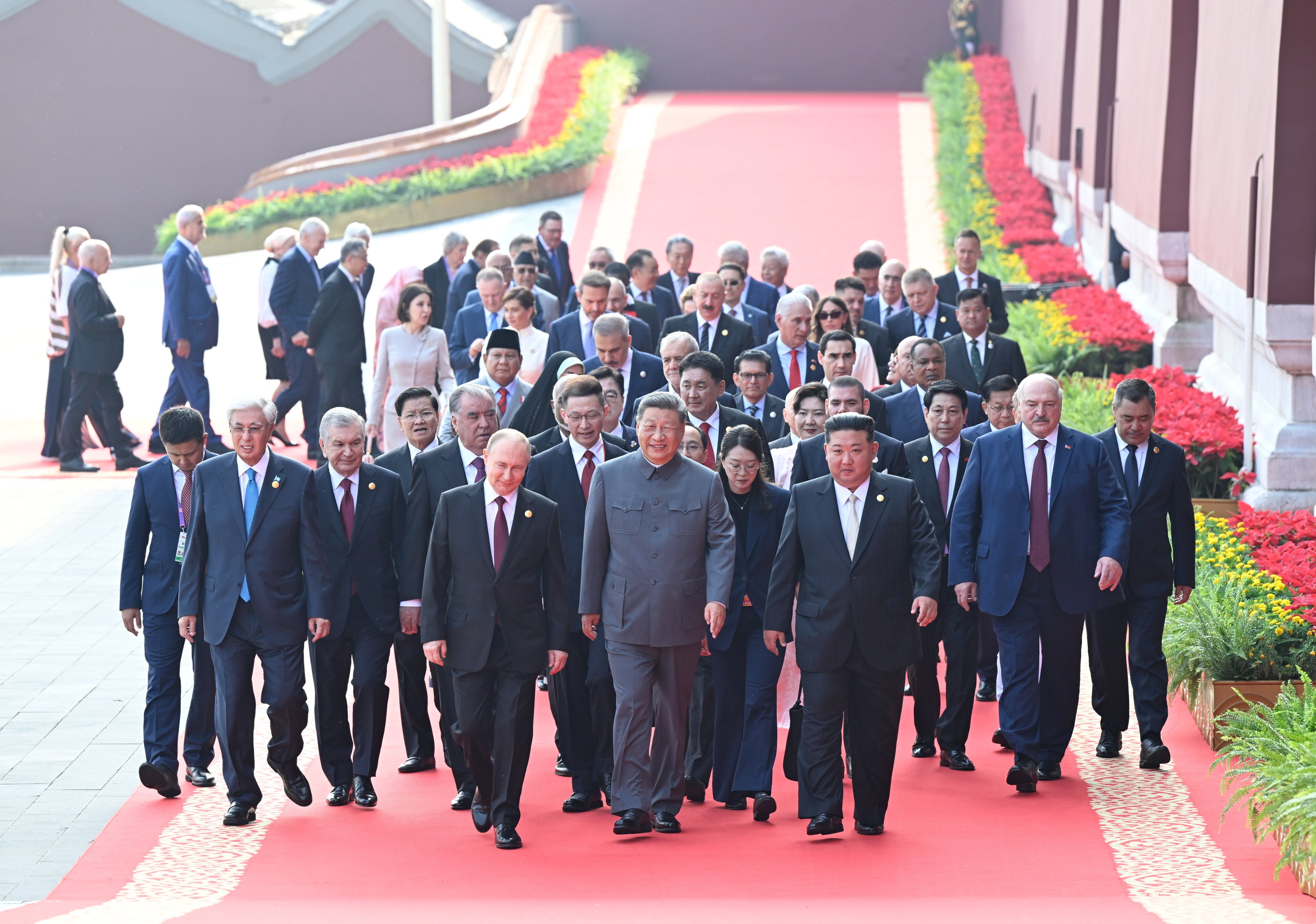Scenes of President Xi Jinping flanked by Russia’s Vladimir Putin and North Korean leader Kim Jong-un this week caused shock waves in Europe. Photo: EPA/Xinhua