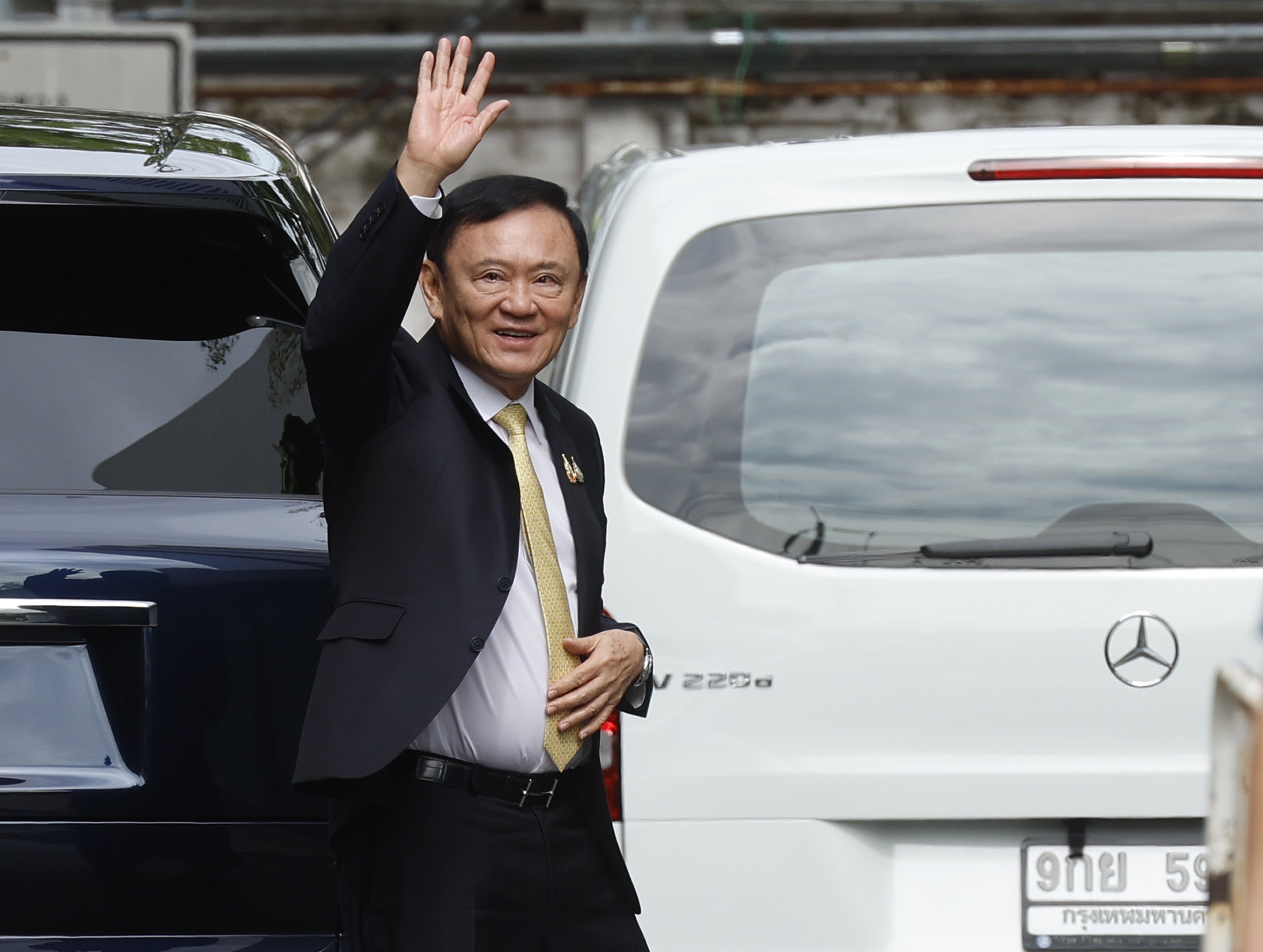 Former Thai prime minister Thaksin Shinawatra arrives at the Criminal Court in Bangkok on August 22. Photo: EPA