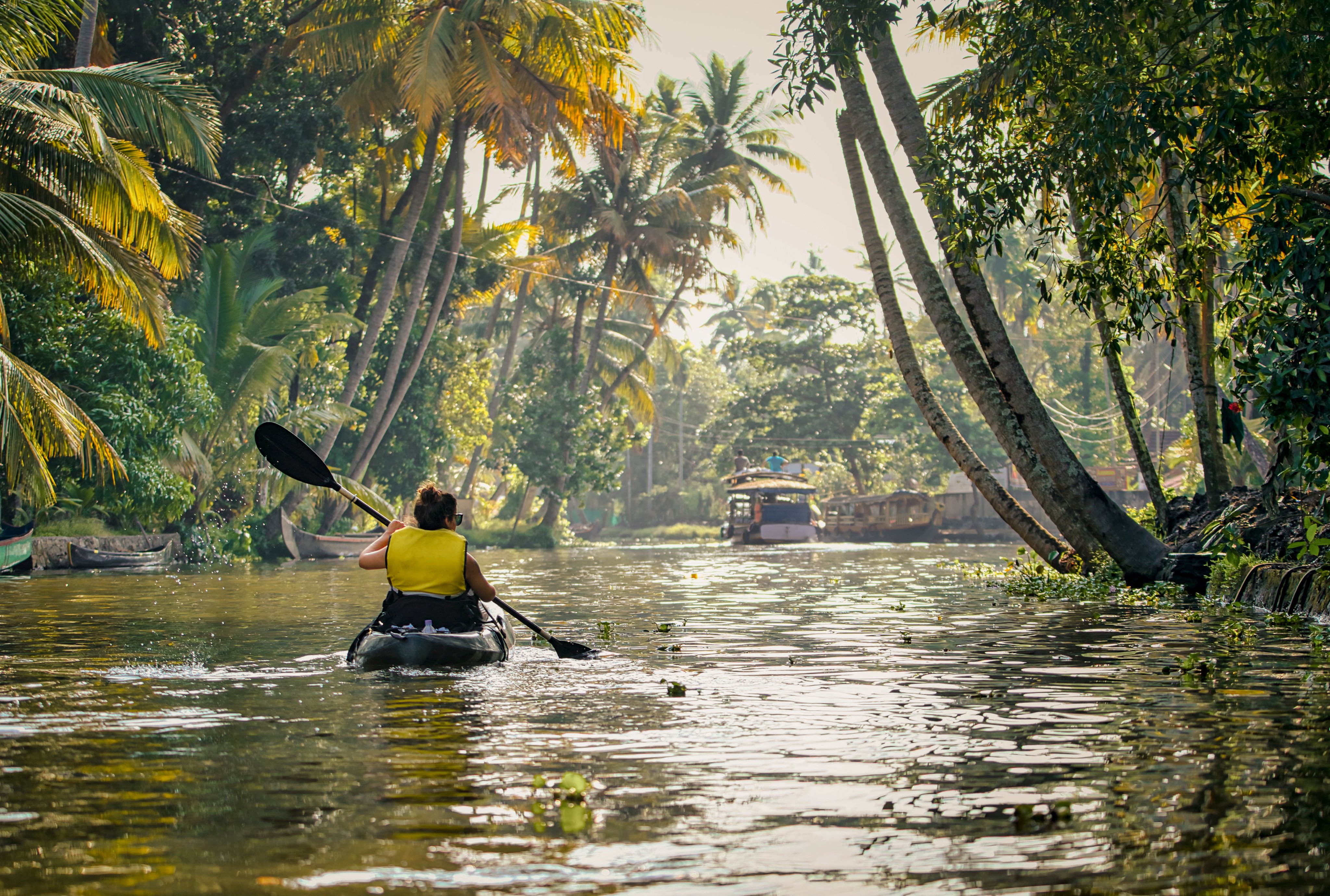 Kayaking is a popular way to explore Kerala’s famed backwaters. Photo: Shutterstock