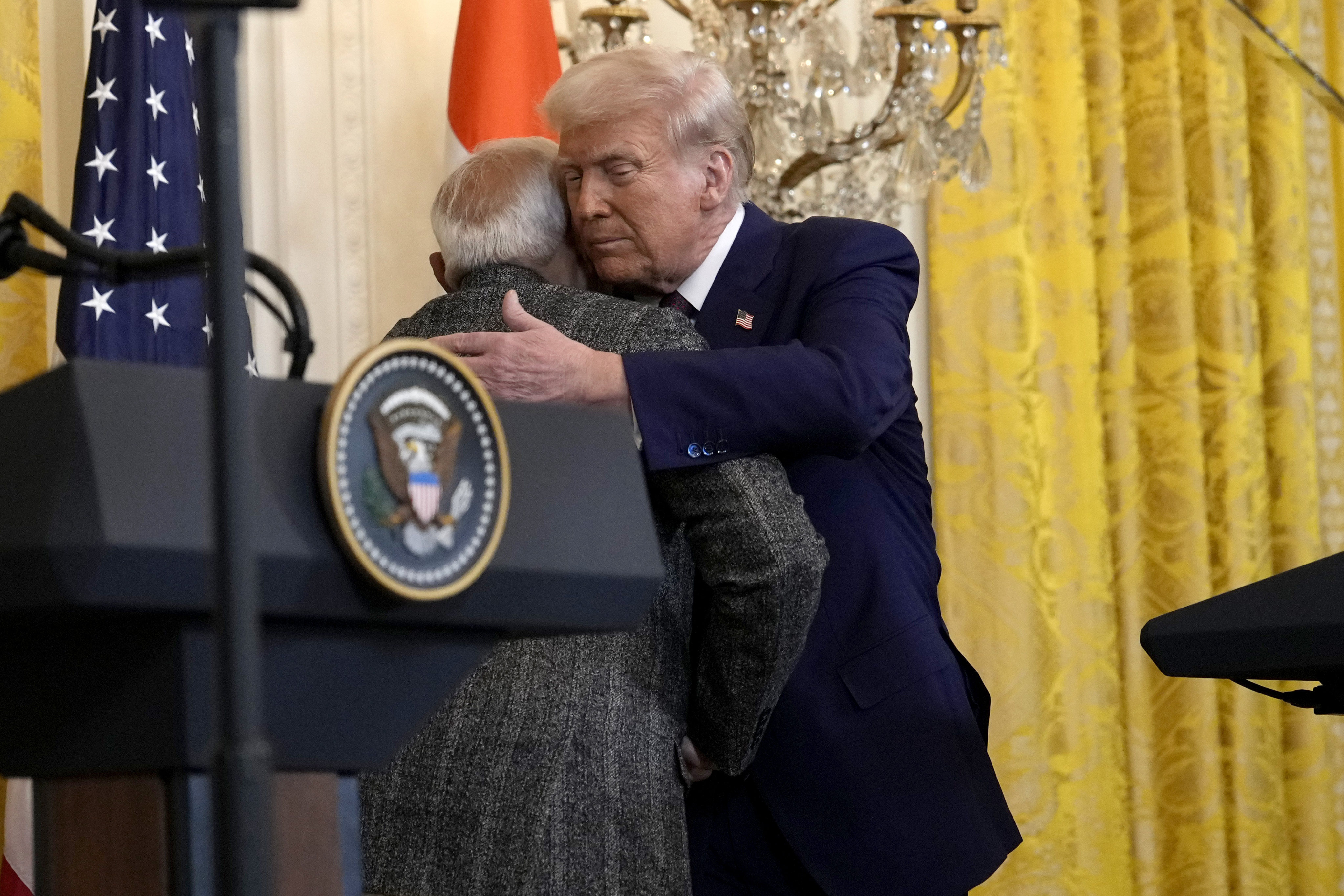 President Donald Trump hugs India’s Prime Minister Narendra Modi in the White House in February. Trump’s latest comments on strong US-India ties come after his remarks about “losing India” to China. Photo: AP