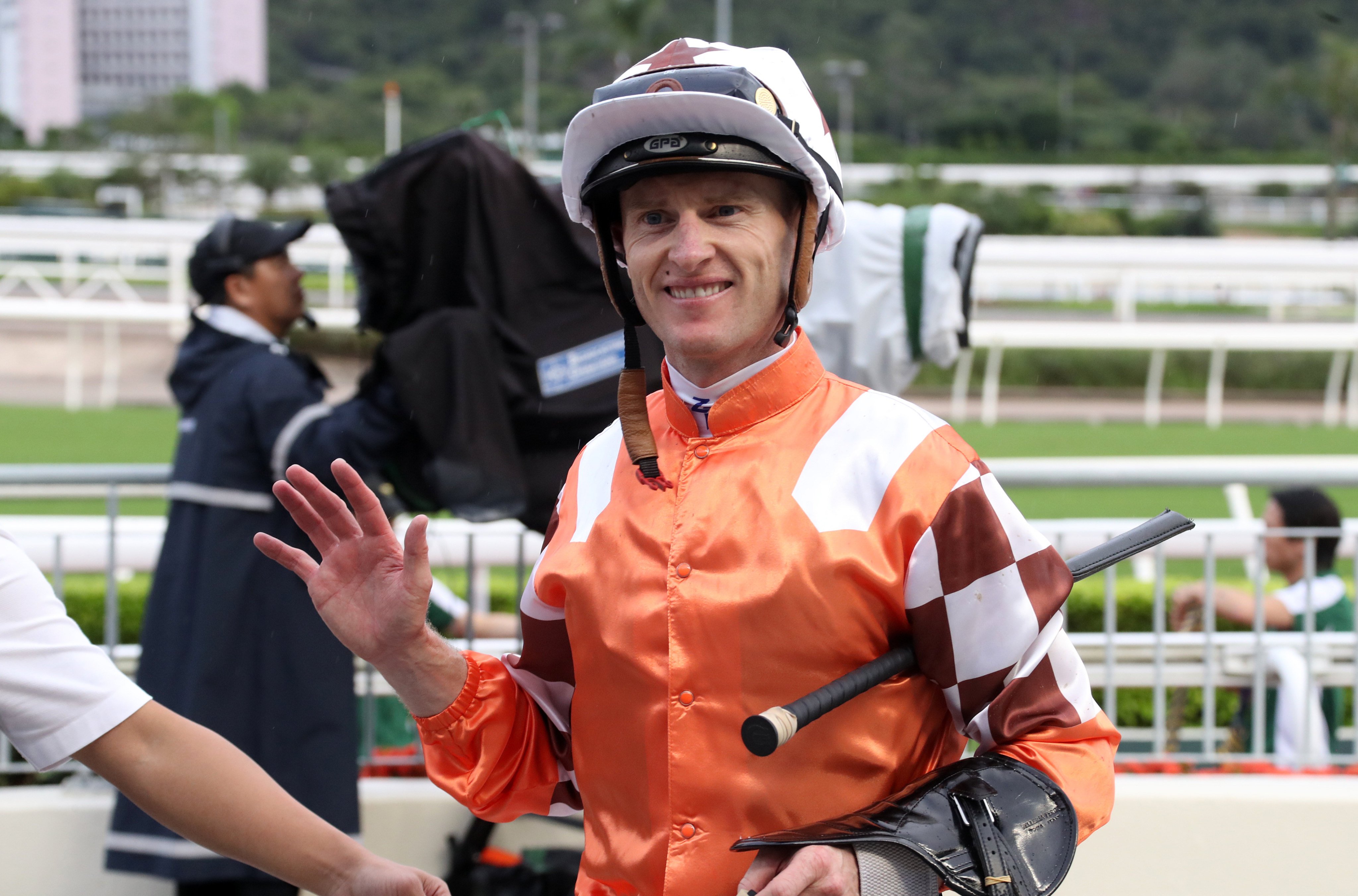 Zac Purton celebrates his Sha Tin five-timer. Photos: Kenneth Chan