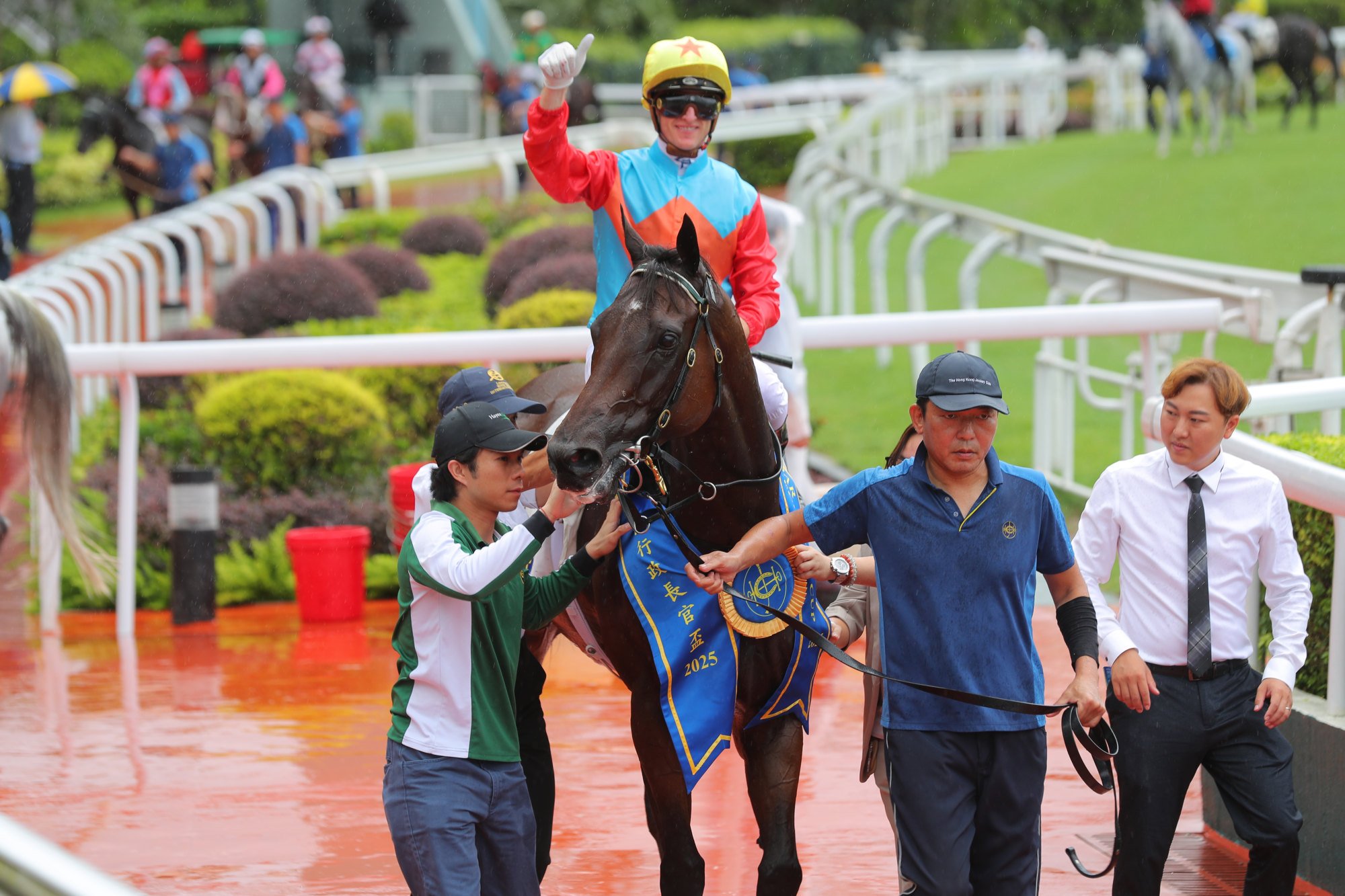 Zac Purton is all smiles as he returns to the winners’ enclosure on Ka Ying Rising.