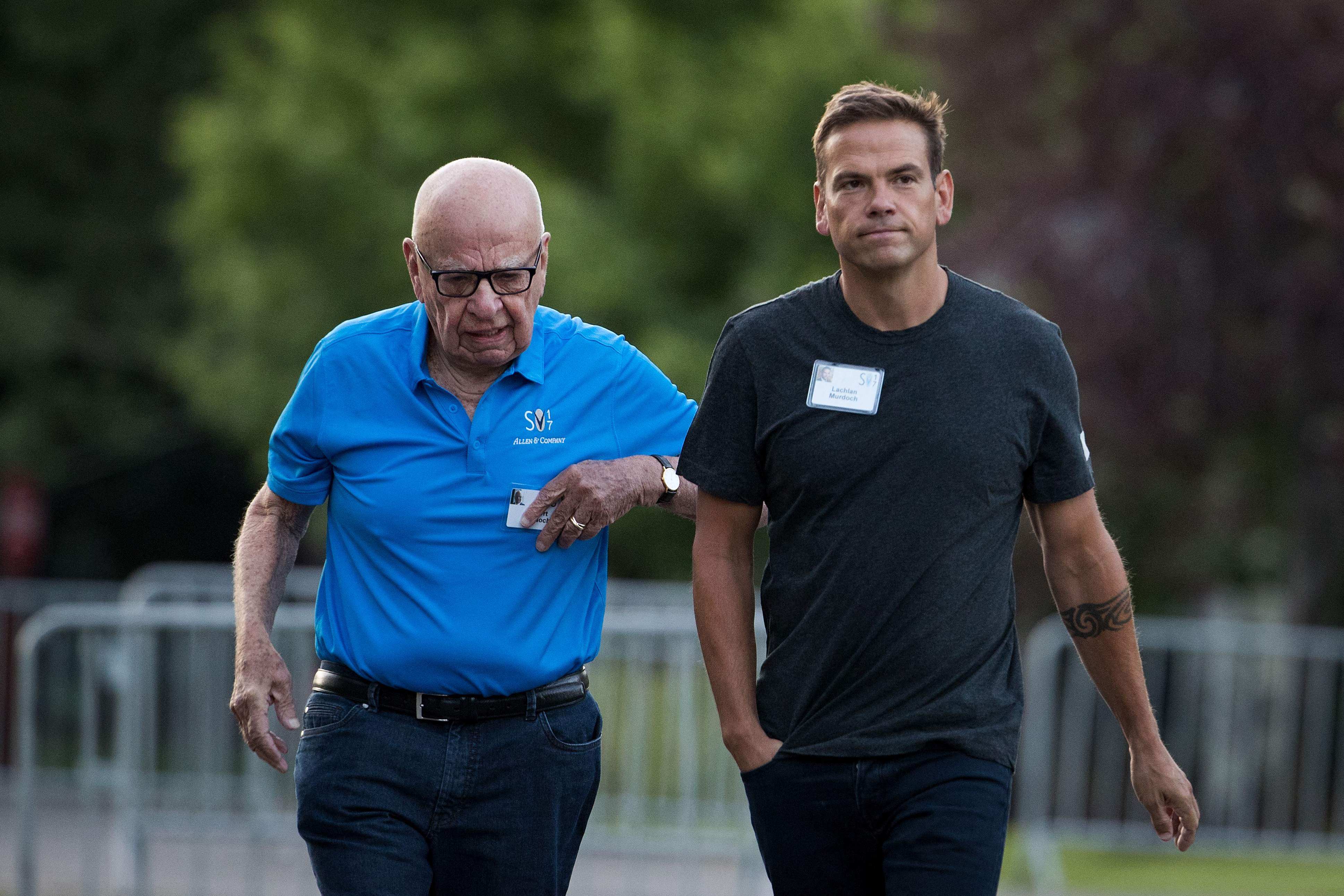 Rupert Murdoch and Lachlan Murdoch in 2017. File photo: AFP