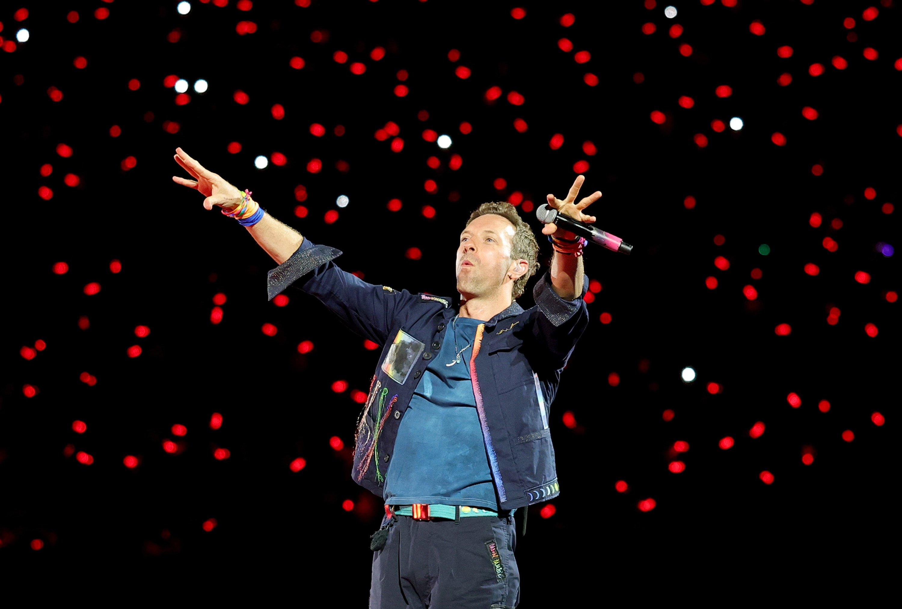 Chris Martin of Coldplay performing in Las Vegas in June. File photo: TNS