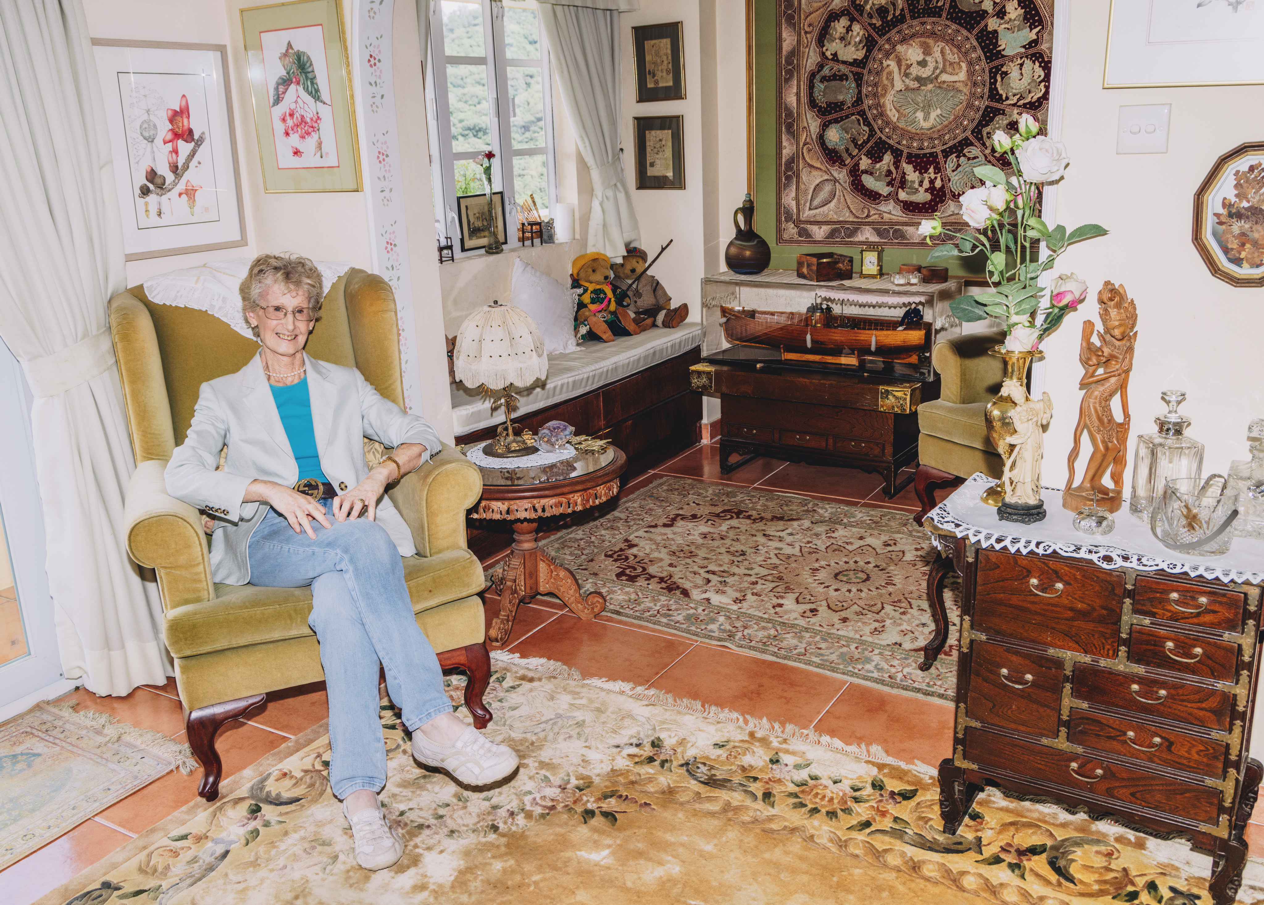 Sally Grace Bunker in her living room in Mui Wo, Lantau Island, Hong Kong. Photo: Jocelyn Tam