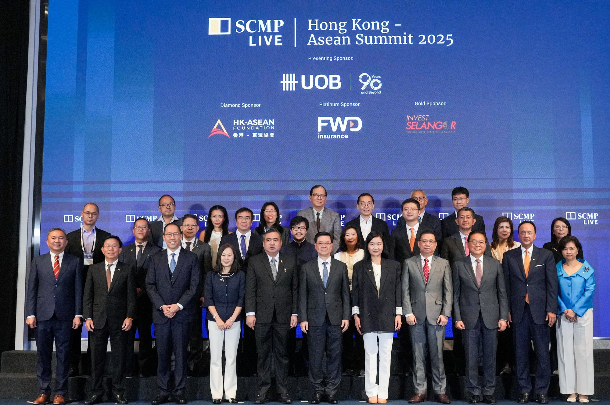 City leader John Lee (front row, sixth from left) attends the Post’s Hong Kong-Asean Summit. Photo: May Tse