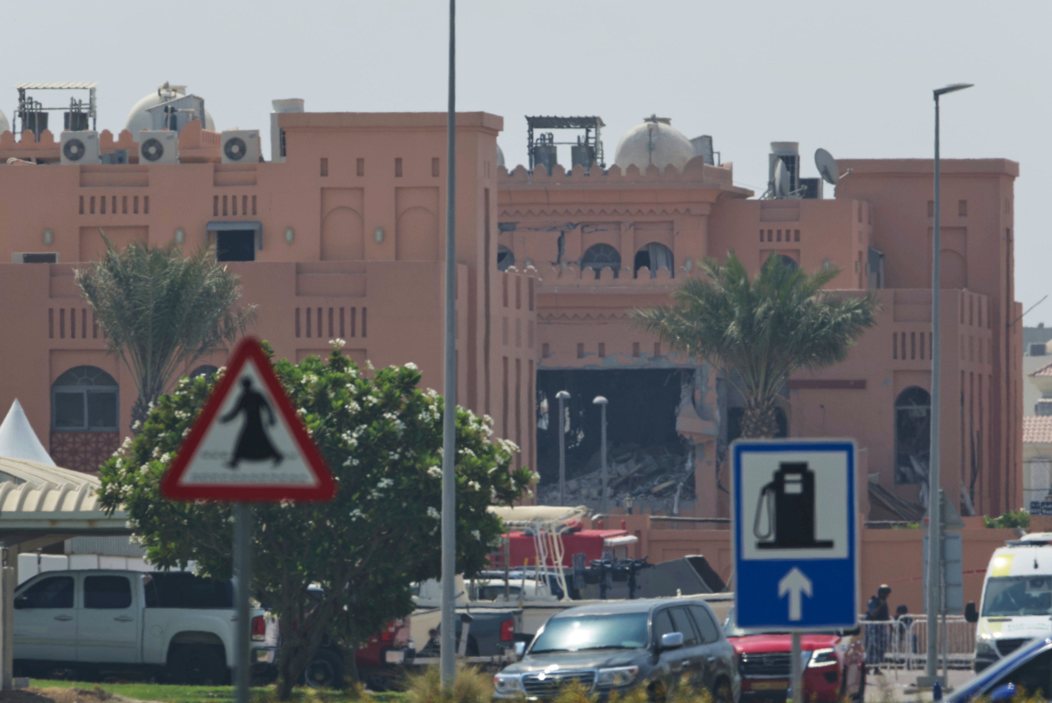 A damaged compound that hosted Hamas’ political leadership in Doha on Wednesday after Tuesday’s Israeli strike. Photo: AP
