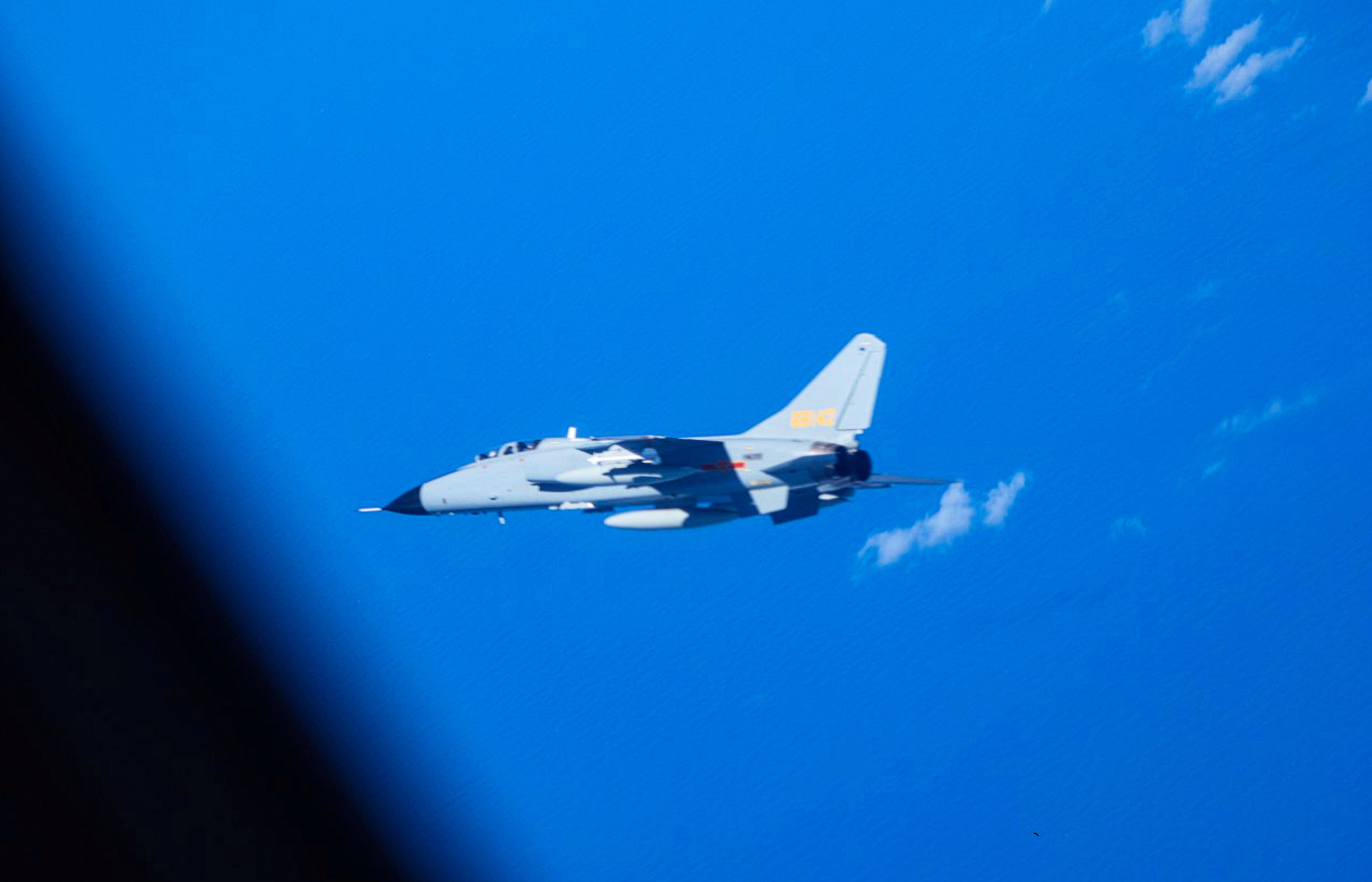 Taiwan says that a Chinese JH-7 fighter-bomber, as pictured, was among two warplanes that carried out an “irrational” manoeuvre and undermining safety. Photo: Japan Ministry of Defence via AP