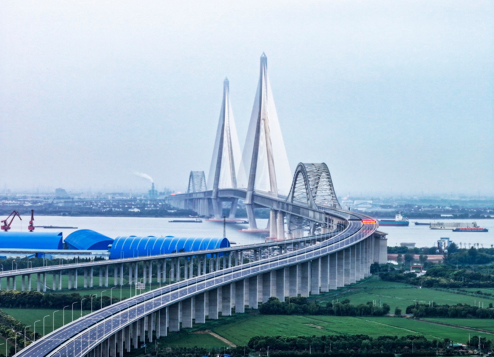 The Changtai Yangtze River Bridge has opened to traffic. Photo: Xinhua